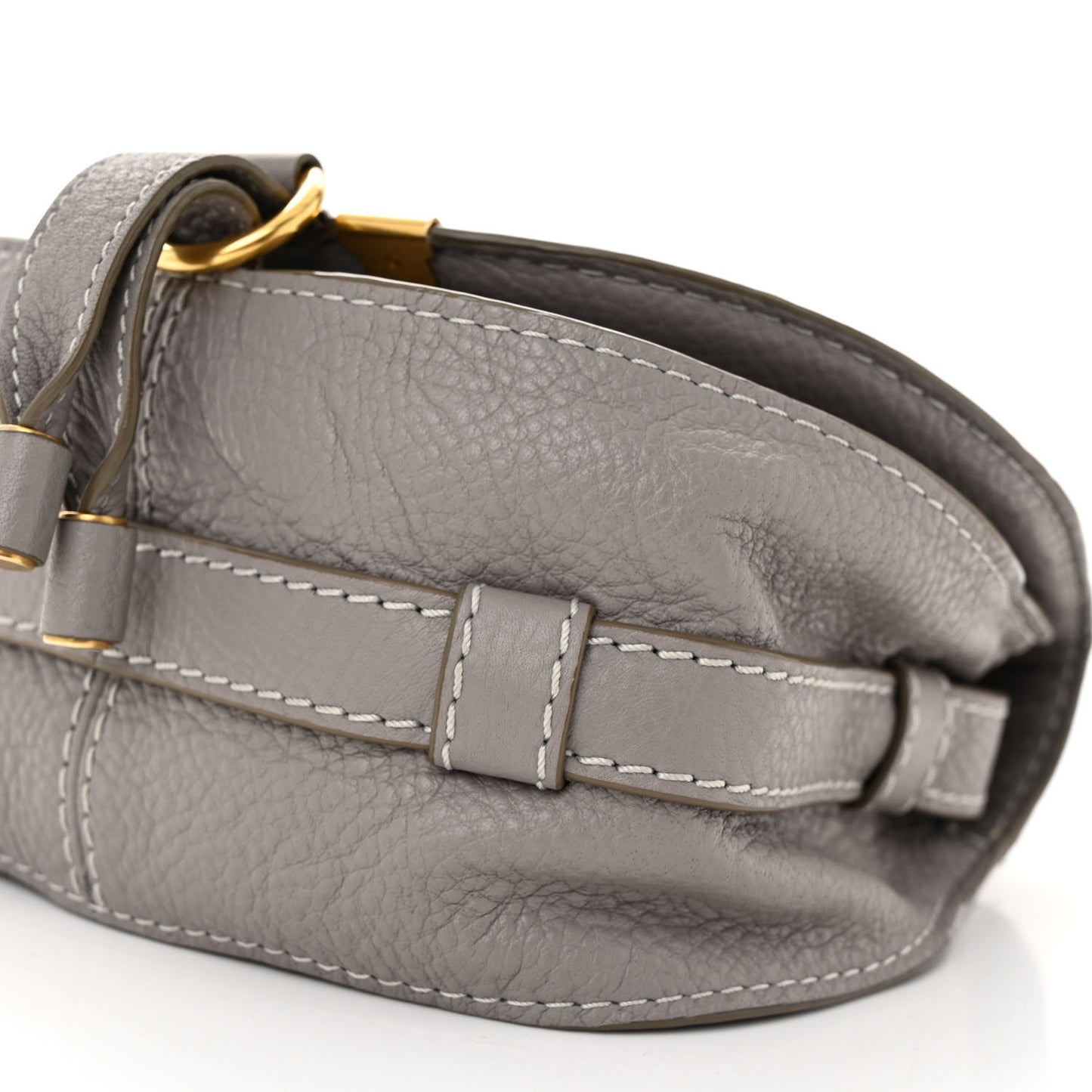 Grained Calfskin Small Marcie Saddle Bag Cashmere Grey