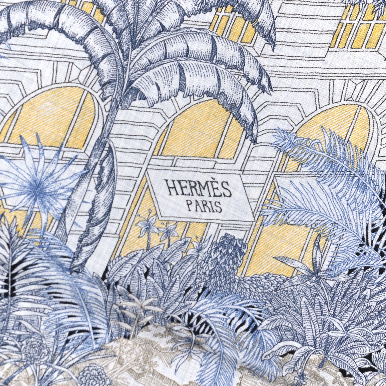 Hermes Cashmere Silk Faubourg Tropical Shawl 140 Gris Chine Encre 2 of 6