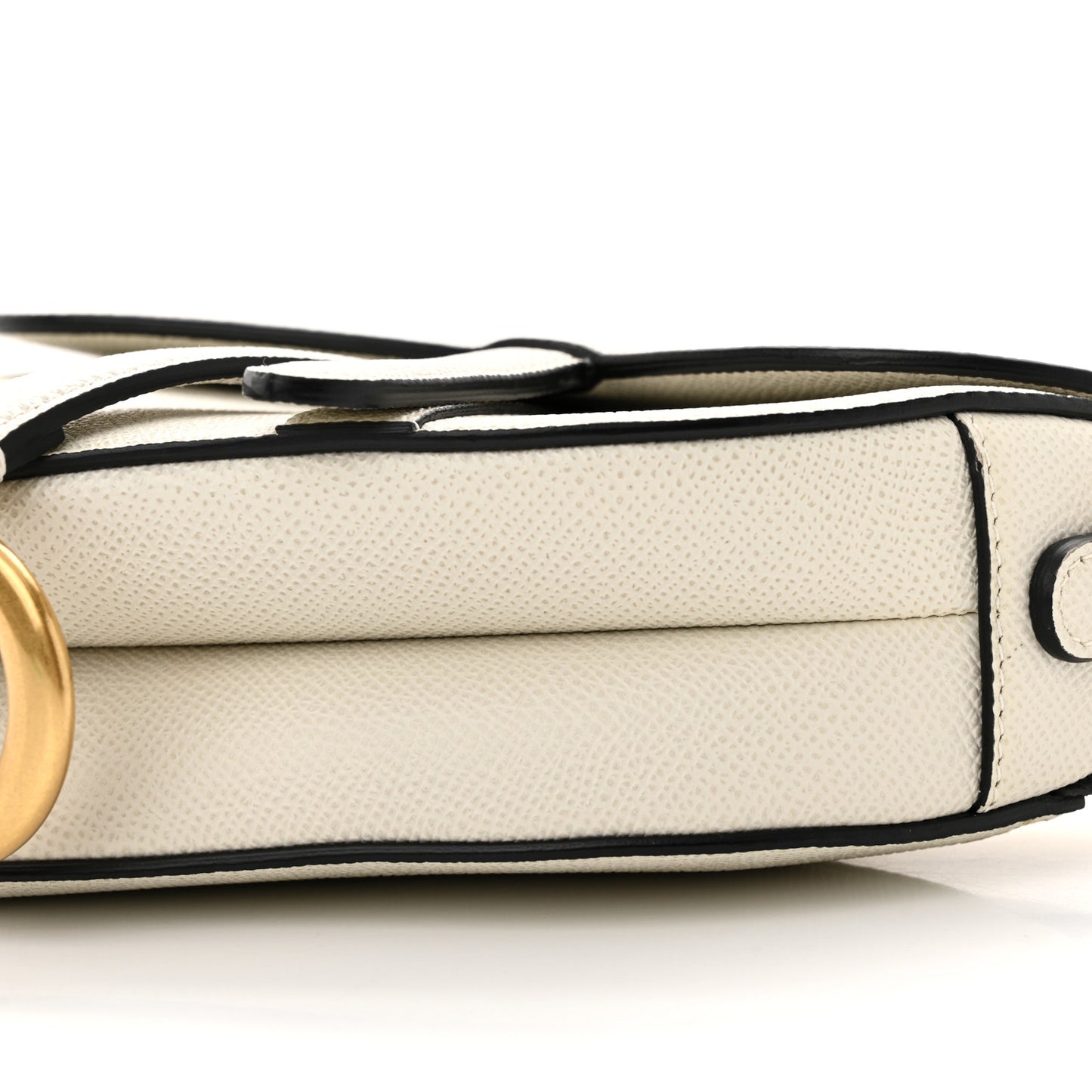 Grained Calfskin Mini Saddle Bag With Strap White