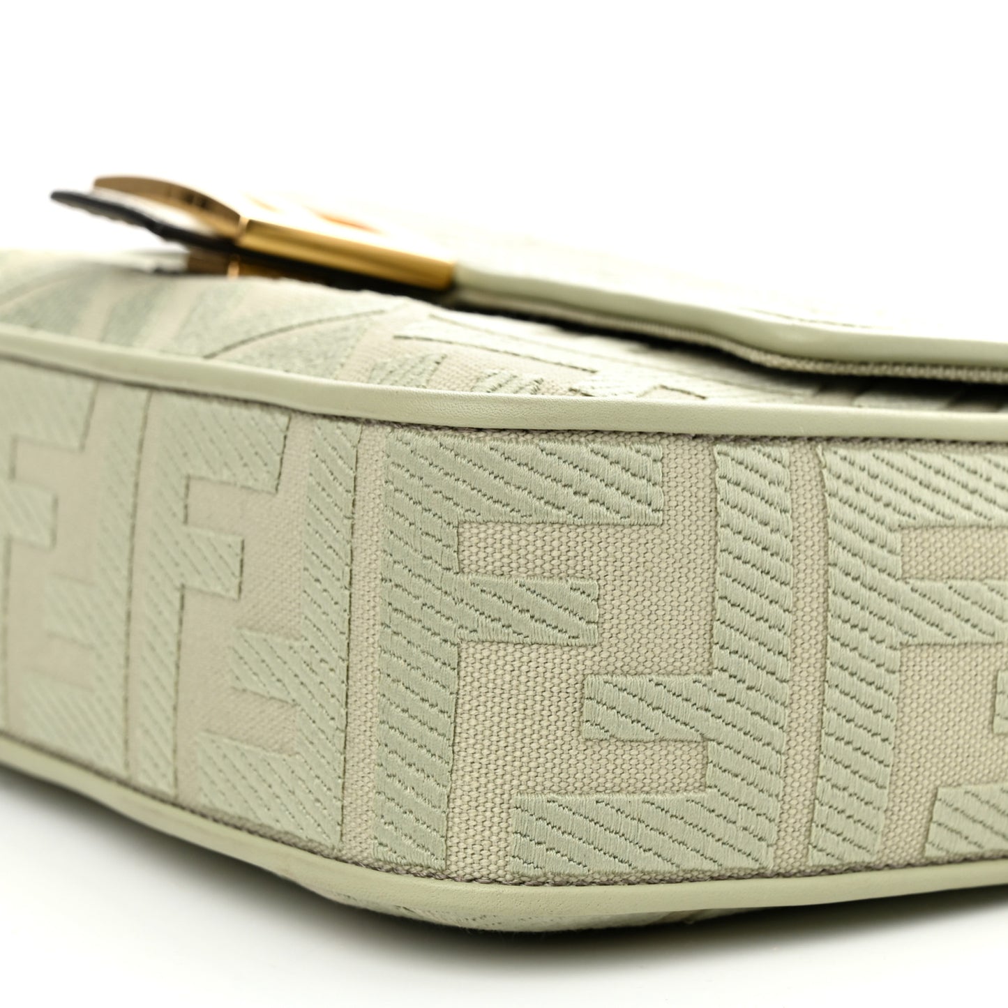 Canvas Vitello King FF Embroidered Baguette Green Tea