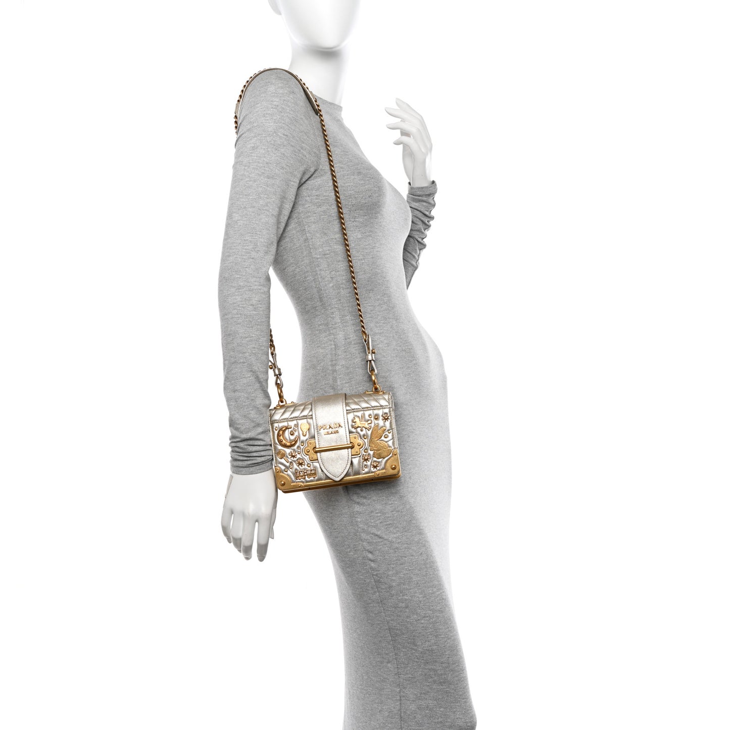 Metallic Nappa Impunture Embellished Cahier Bag Pirite