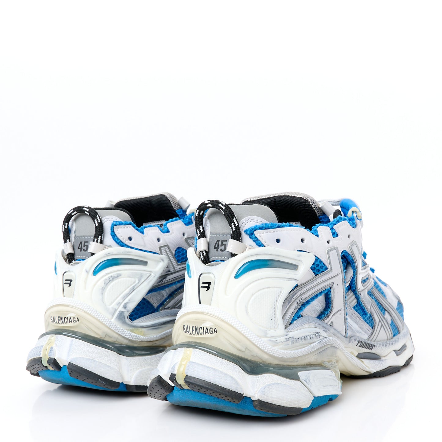 Mesh Rubber Bi-Color Mens Runner Sneakers 45 Grey Blue White