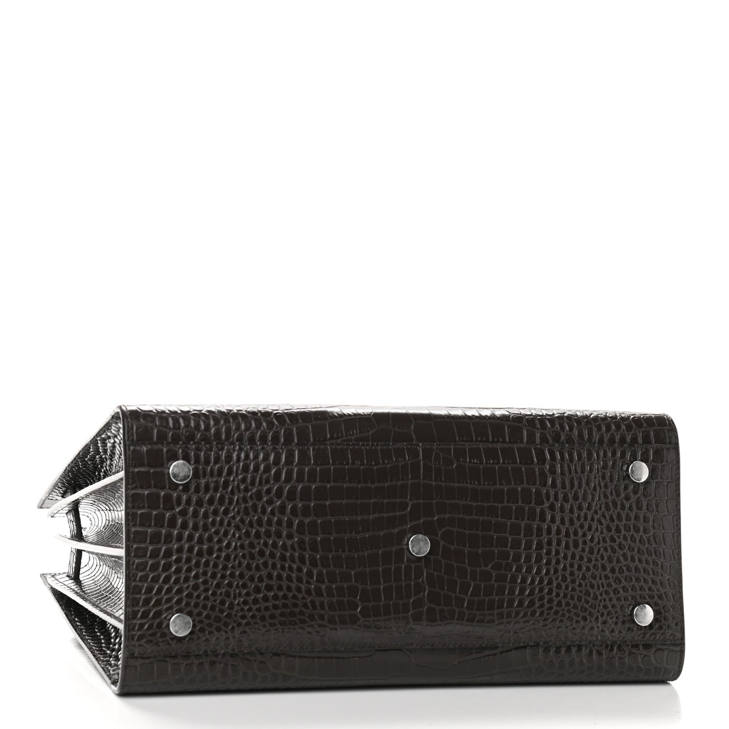 Calfskin Crocodile Embossed Small Sac De Jour Brown