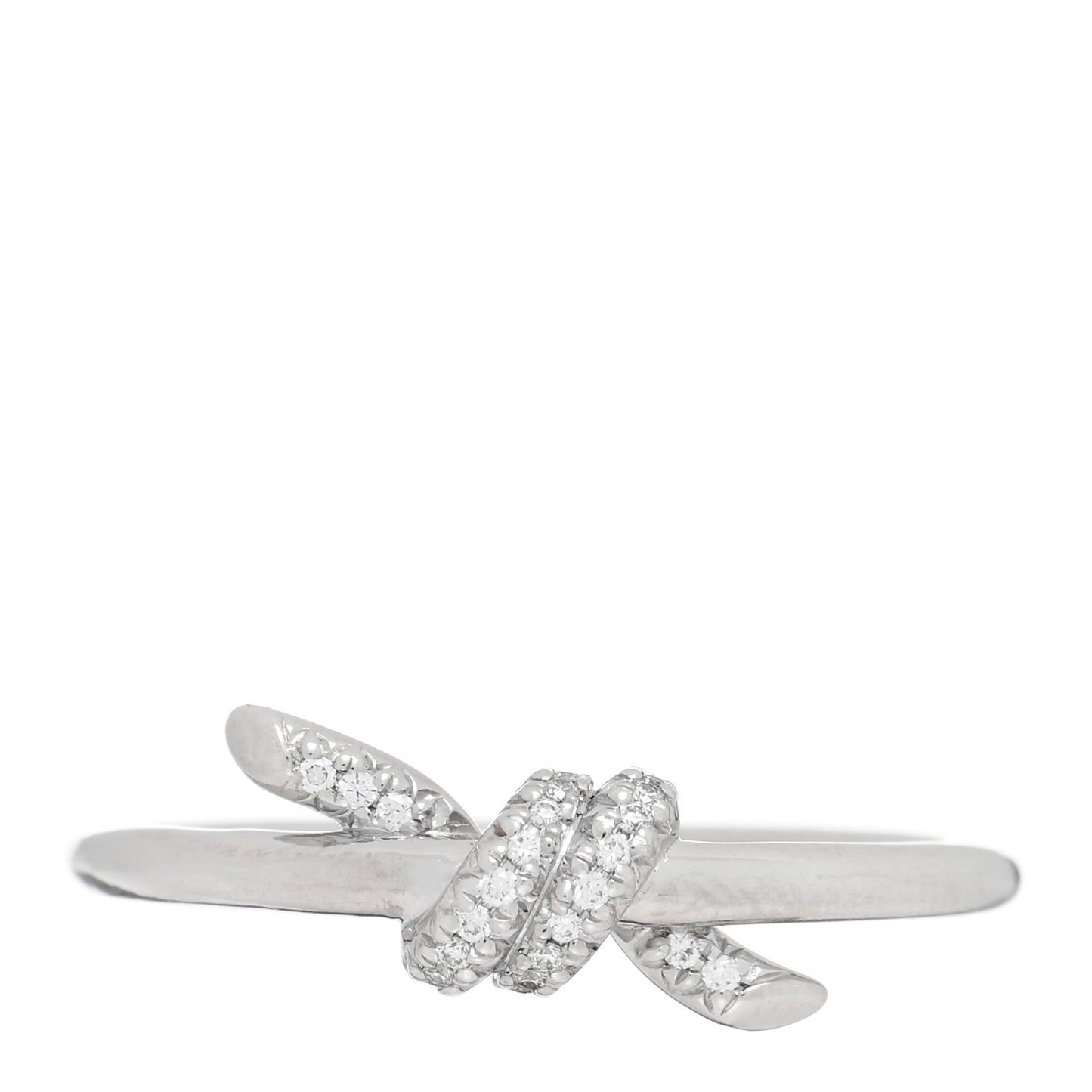 18K White Gold Diamond Small Knot Ring 54 6.75