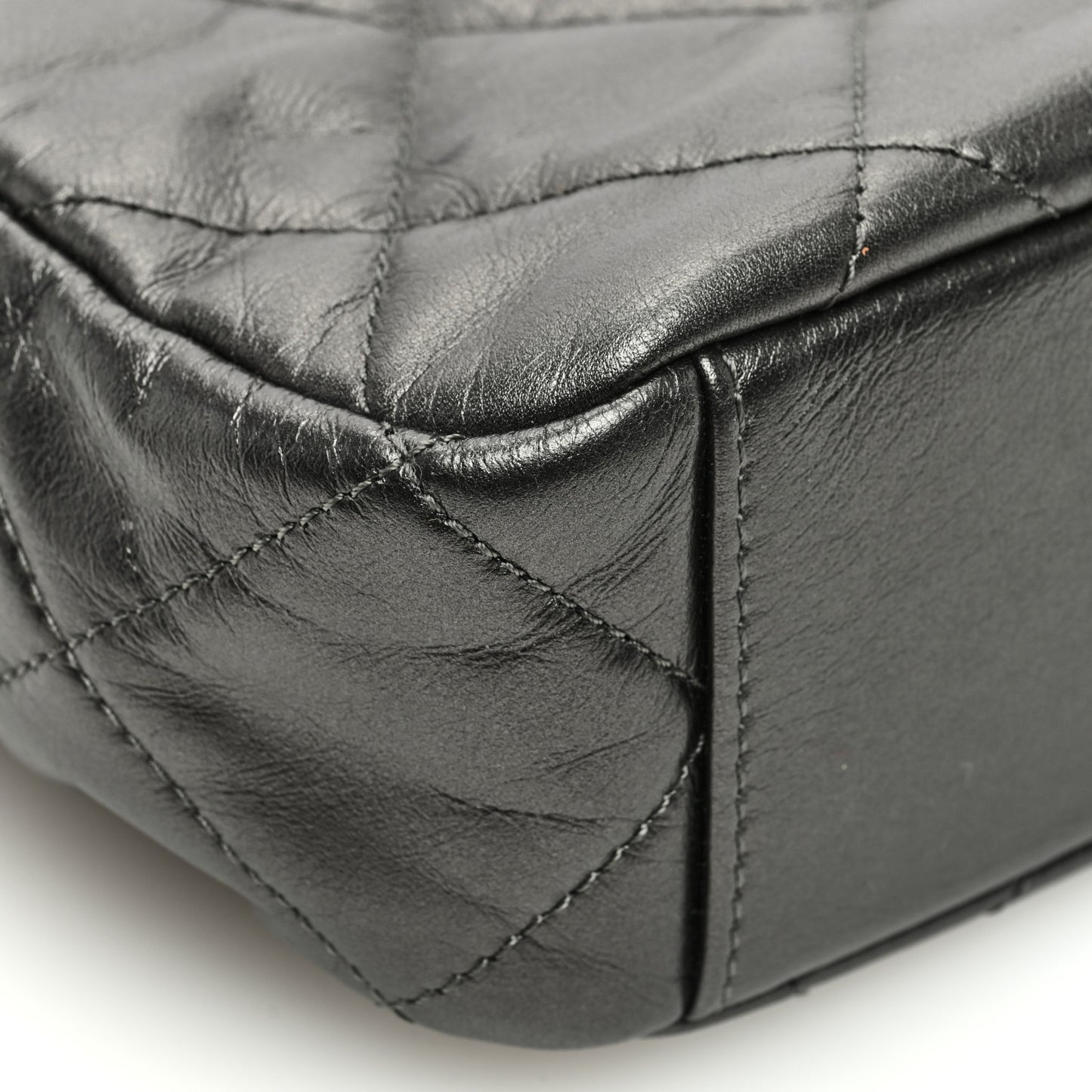 Metallic Calfskin Pearl Quilted CC Mini Camera Case Ruthenium