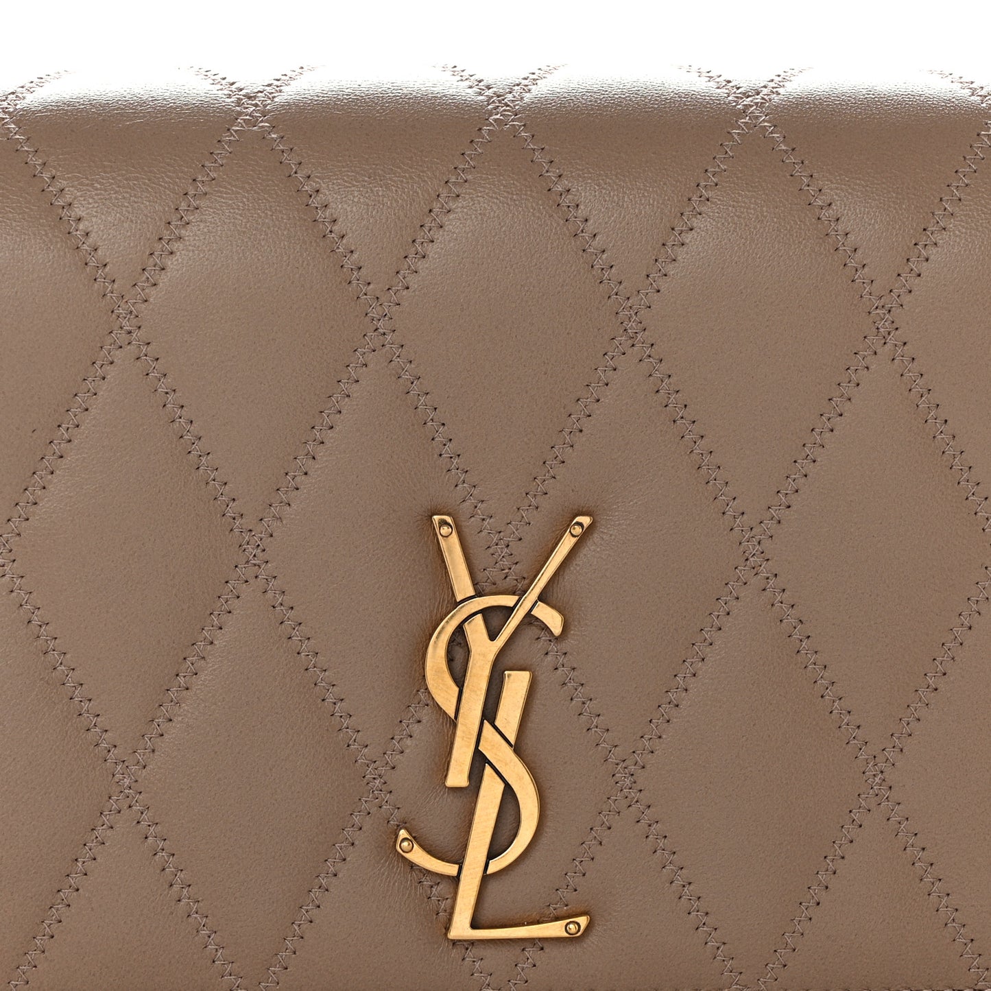 Lambskin Diamond Quilted Angie Chain Bag Tan
