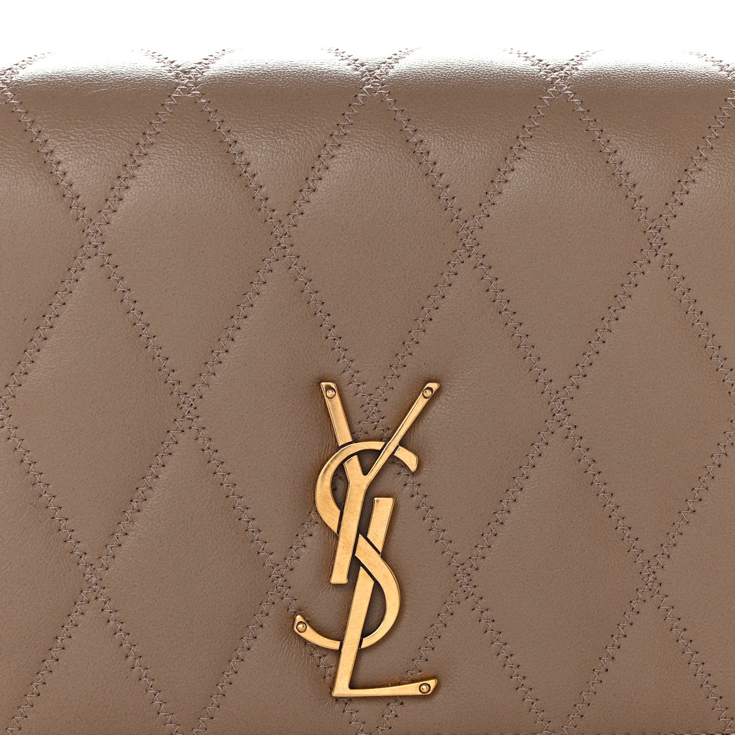 Saint Laurent Lambskin Diamond Quilted Angie Chain Bag Tan 9 of 12