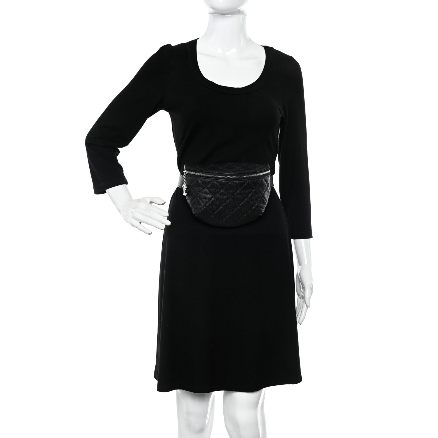 Chanel Grained Calfskin Quilted Waist Belt Bag Black 2 of 10