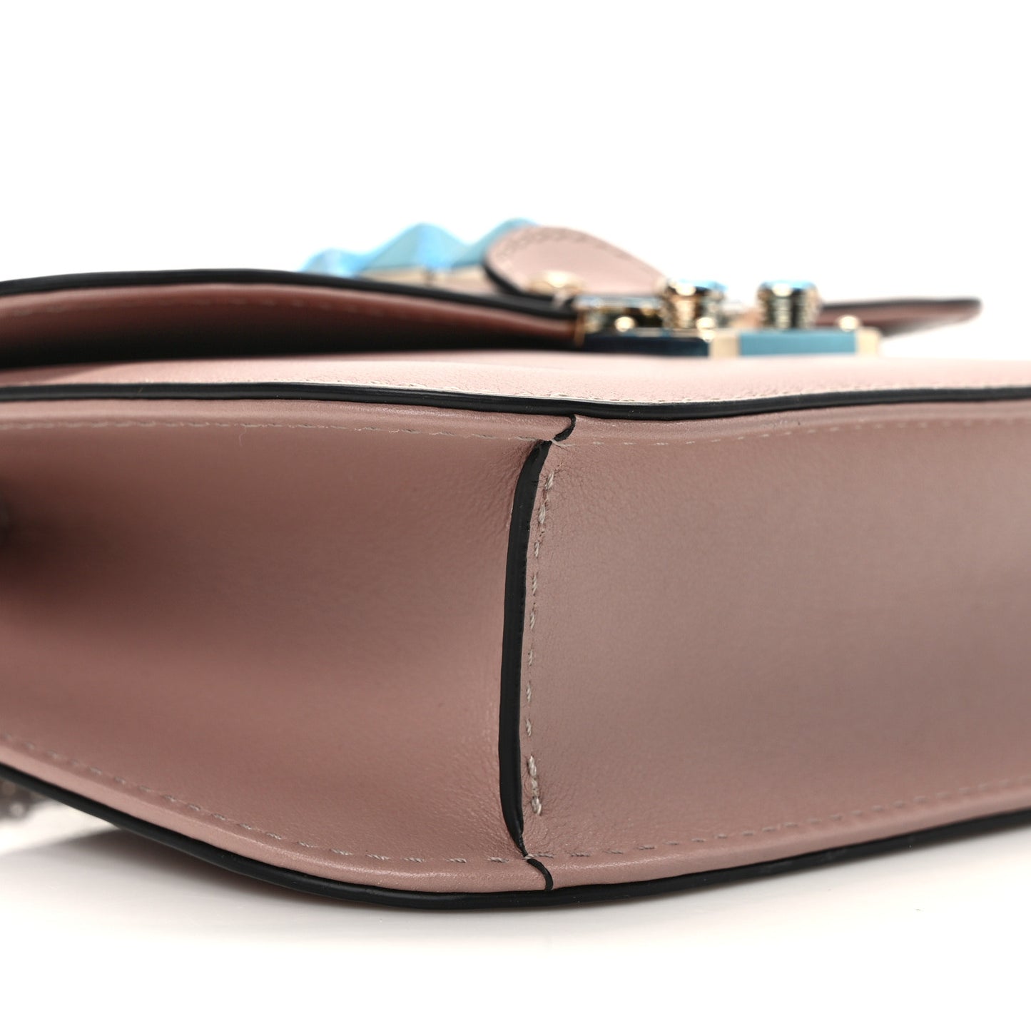 Vitello Small Glam Lock Rockstud Flap Poudre