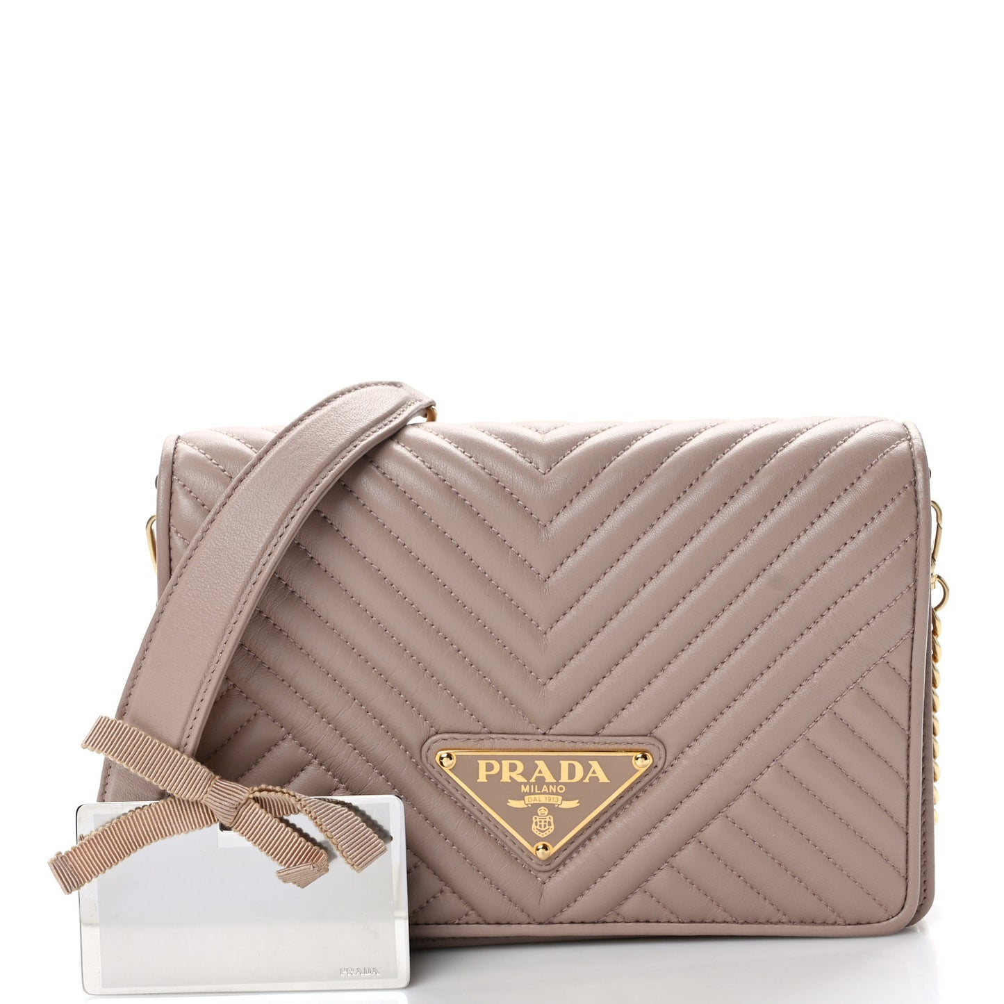 Nappa Impunture Diagramme Chain Crossbody Bag Cipria