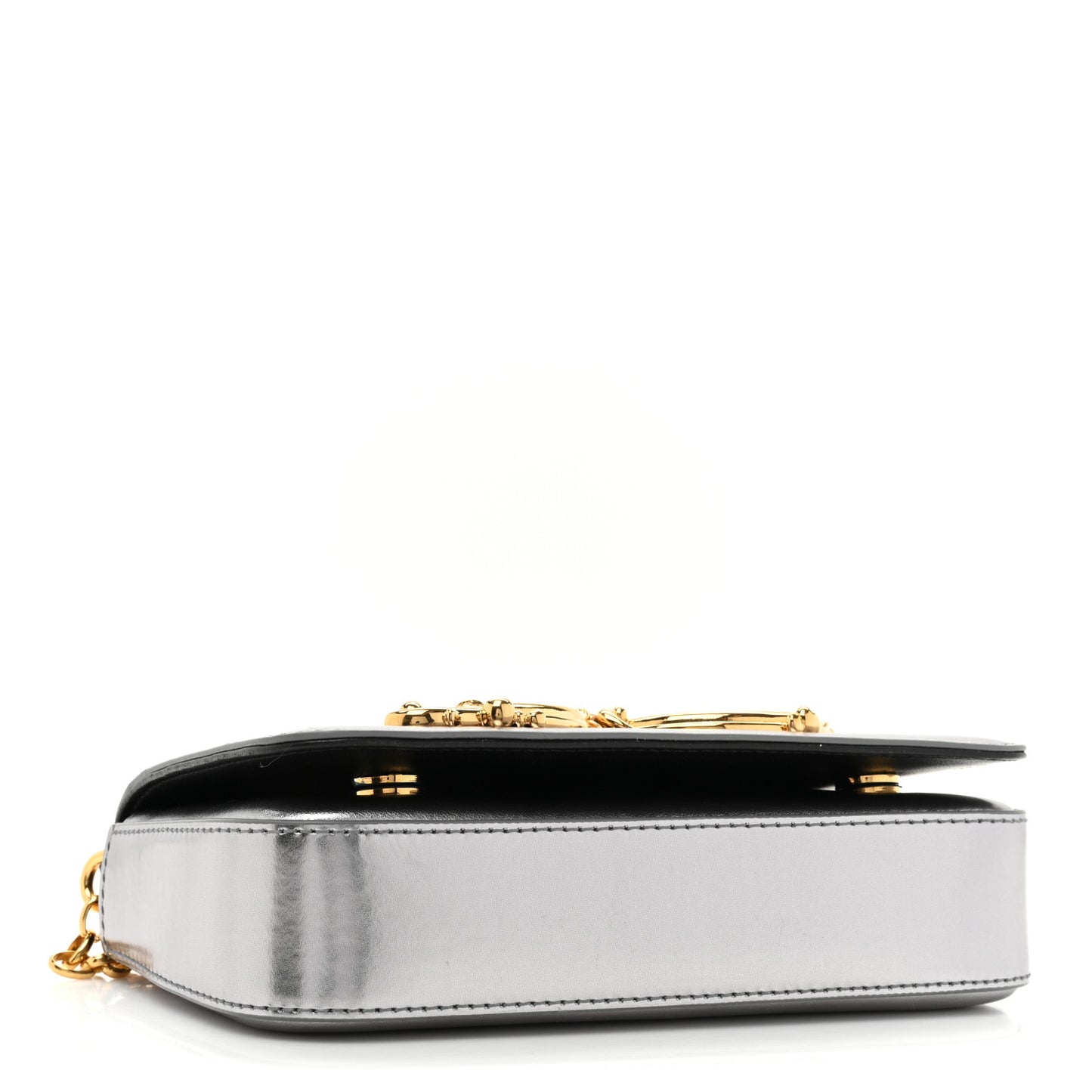 Metallic Nappa Mini DG Girls Shoulder Bag Silver