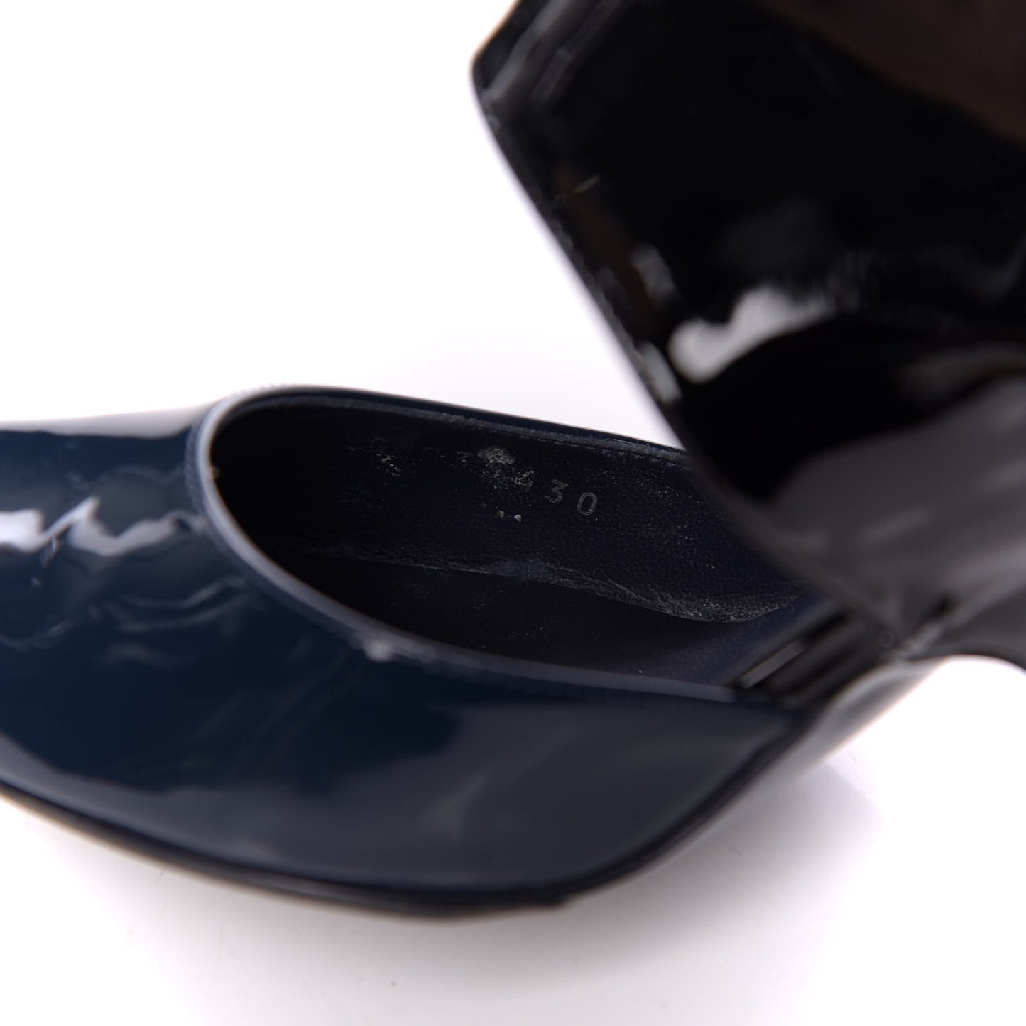 Patent Calfskin Pumps 38 Black Navy