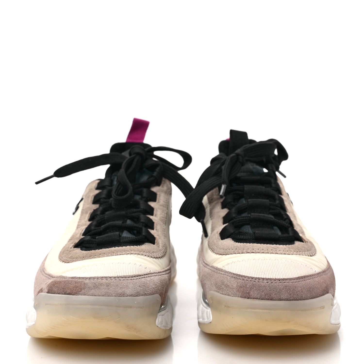 Chanel Suede Calfskin Nylon Grosgrain CC Sneakers 37 Beige Pink 2 of 8