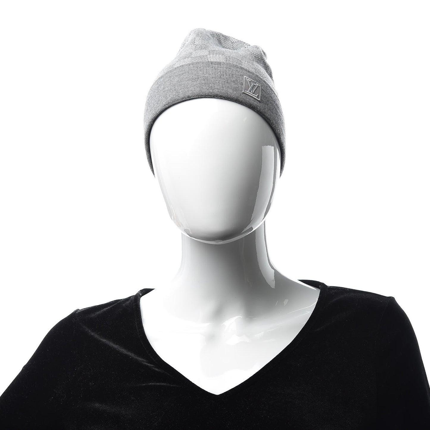 Wool Bonnet Petit Damier Beanie Hat Grey