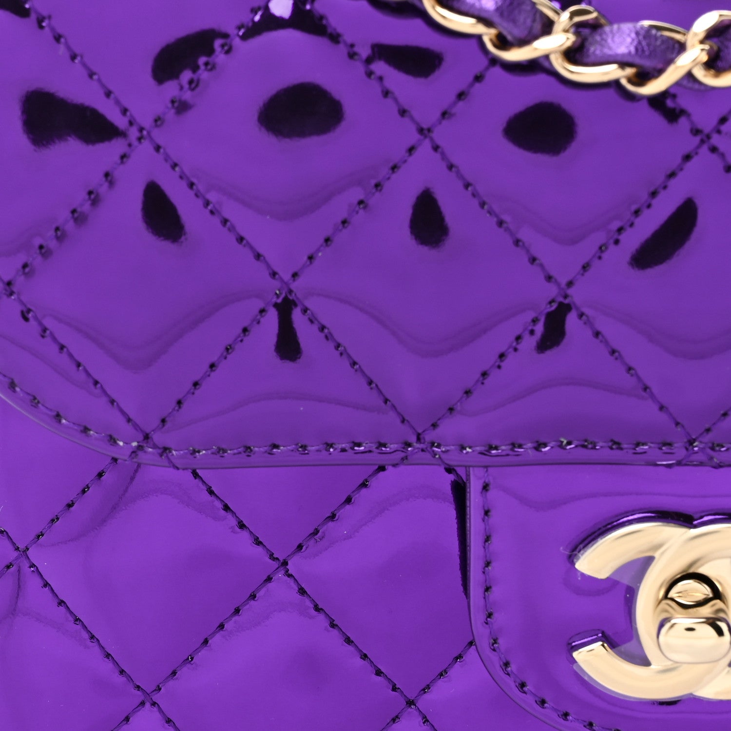 Chanel Mirror Calfskin Metallic Calfskin Quilted Hollywood Boulevard Mini Flap With Star Coin Purse Purple 10 of 13