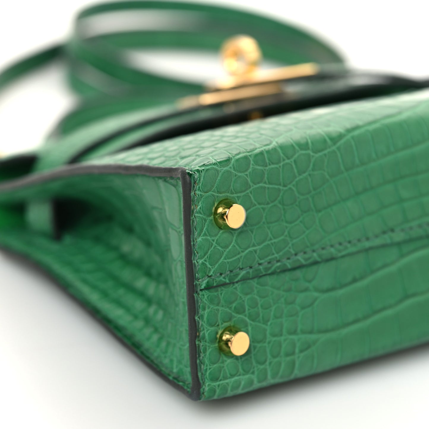 Matte Alligator Mini Kelly Sellier 20 Vert Cactus