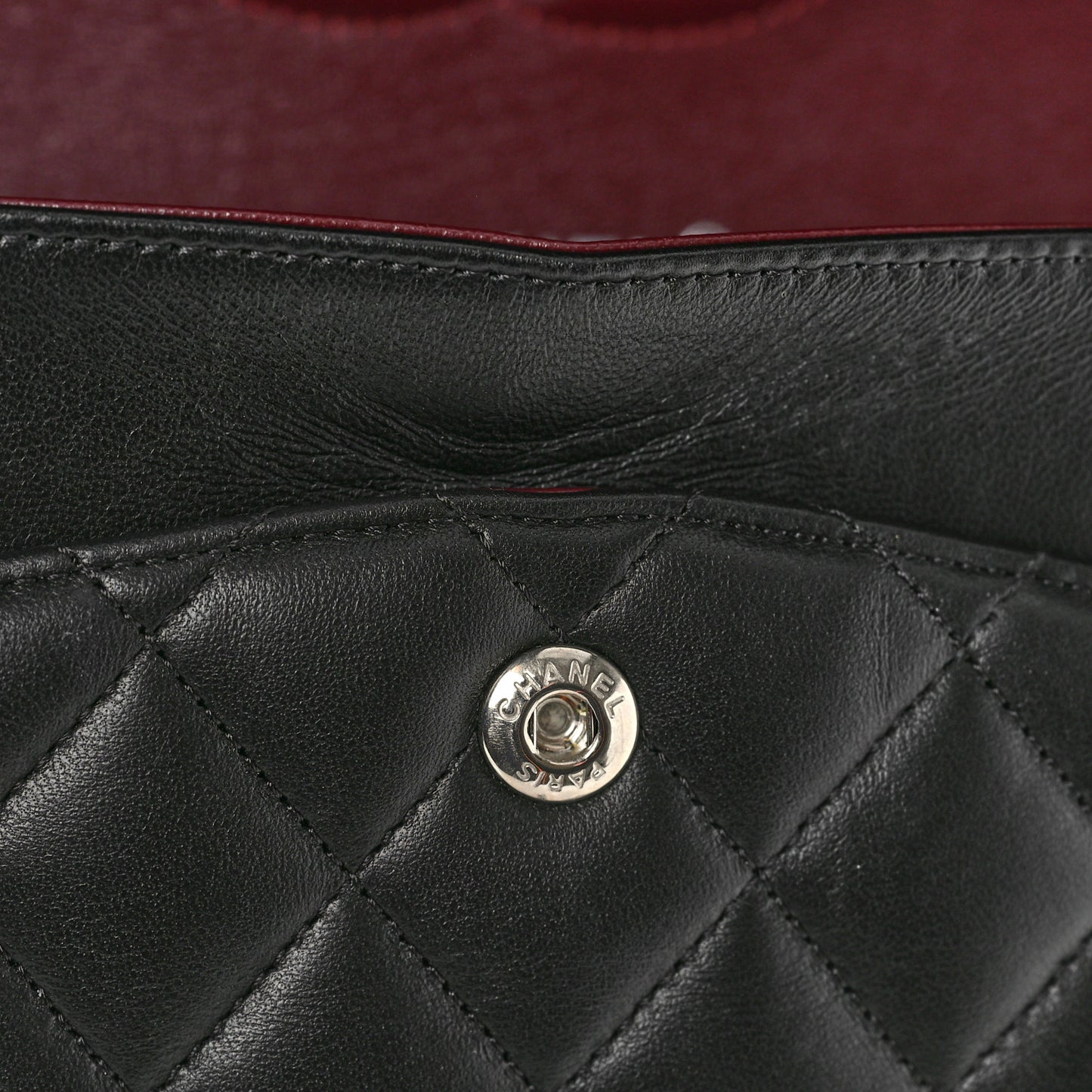 Lambskin Quilted Medium Double Flap Black