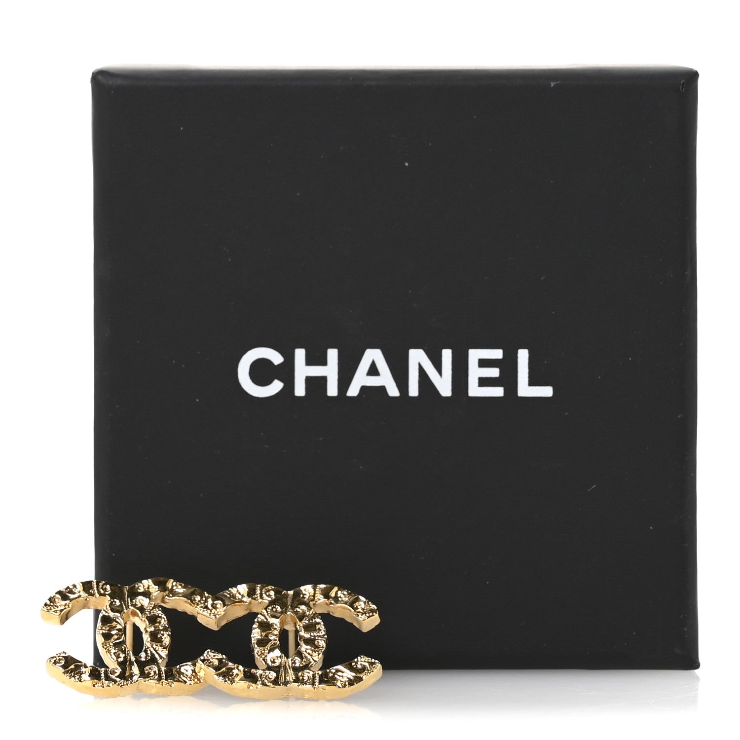 Chanel Metal Textured CC Earrings  Gold 5 of 5