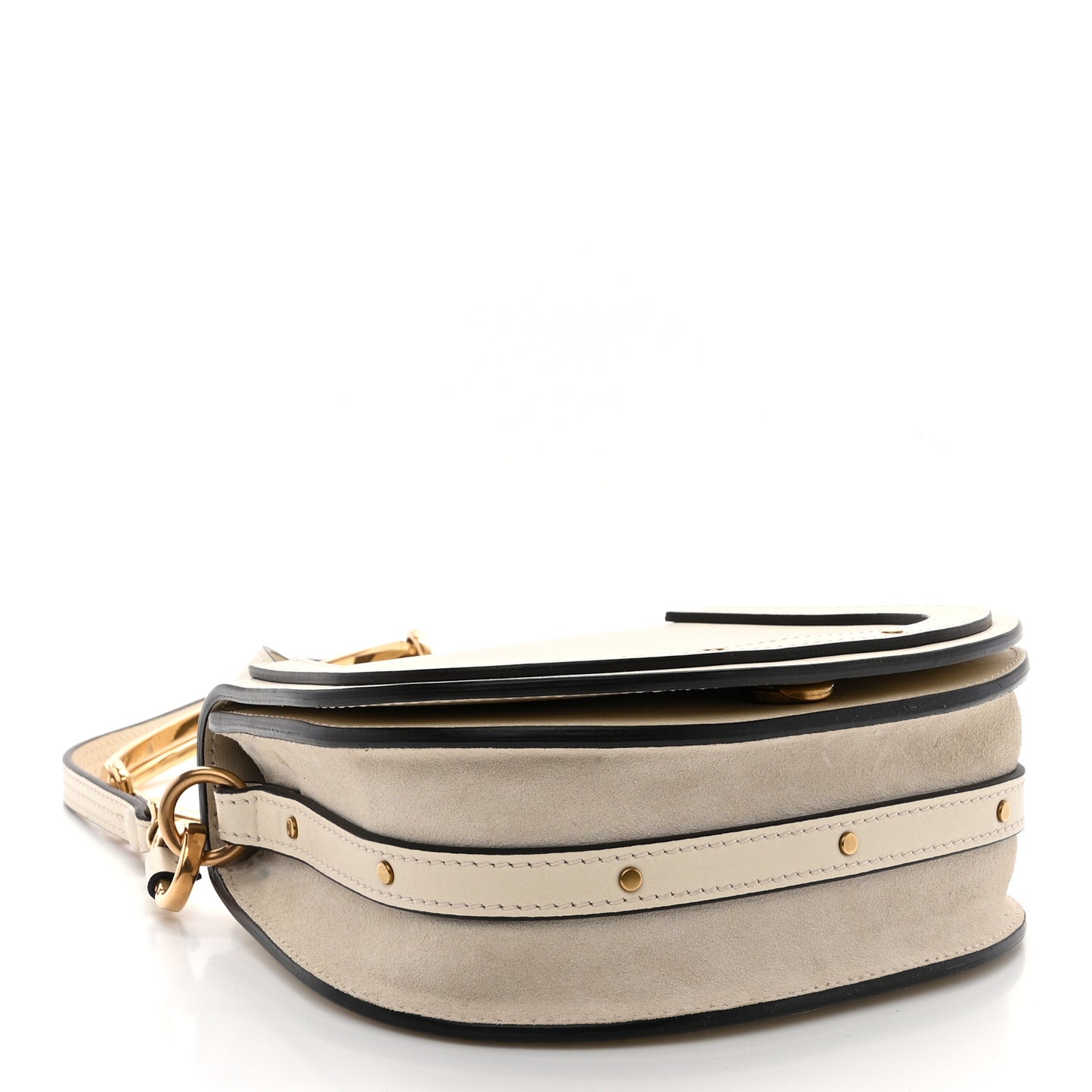 Calfskin Suede Small Nile Bracelet Bag Off White