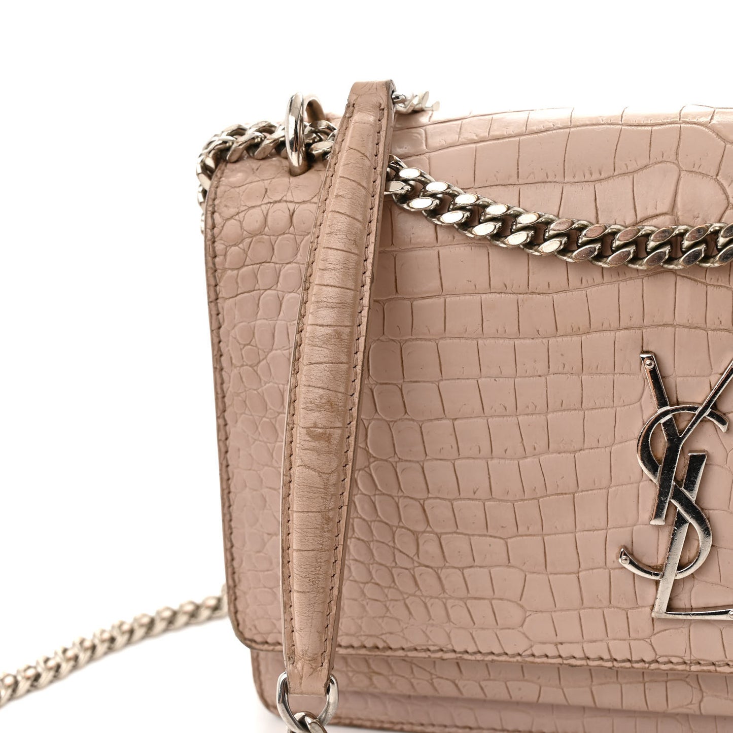 Calfskin Crocodile Embossed Medium Monogram Sunset Rose Antic