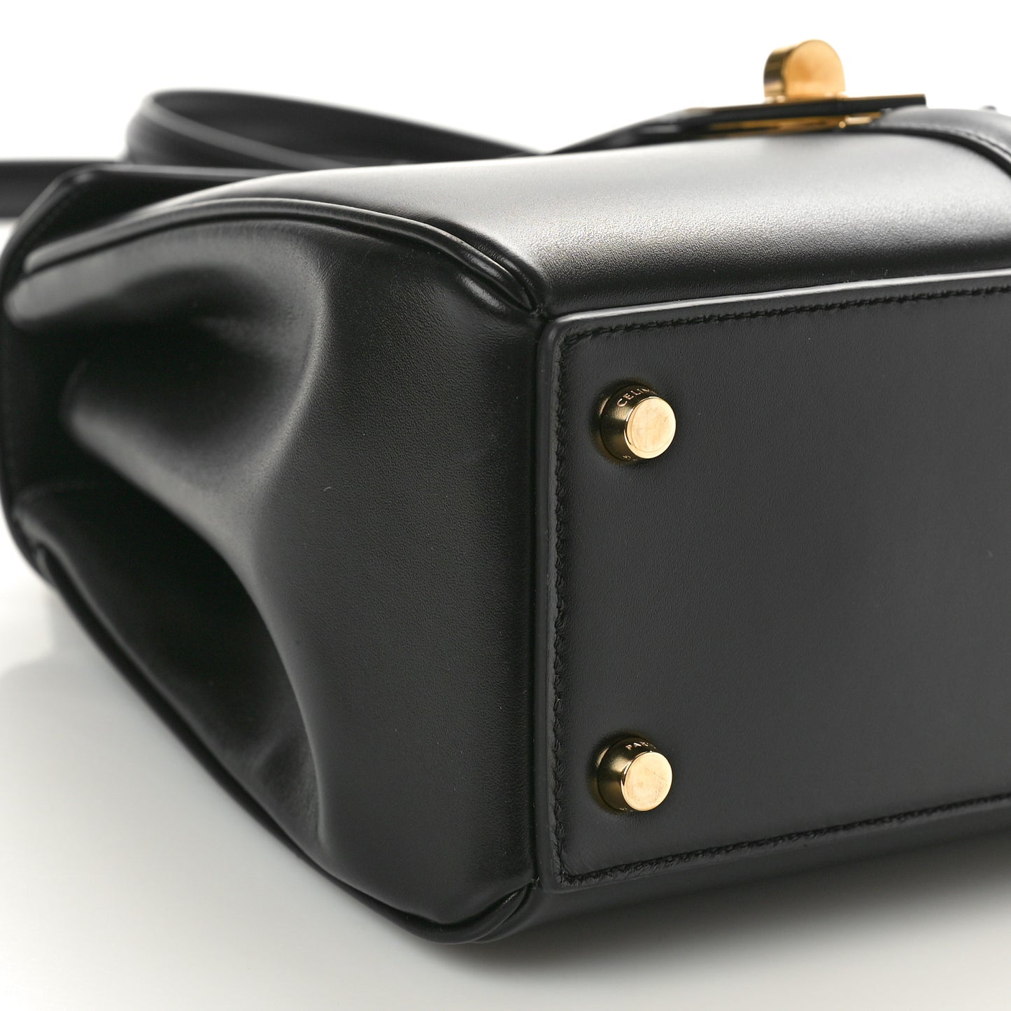 Satinated Calfskin Small 16 Top Handle Bag Black