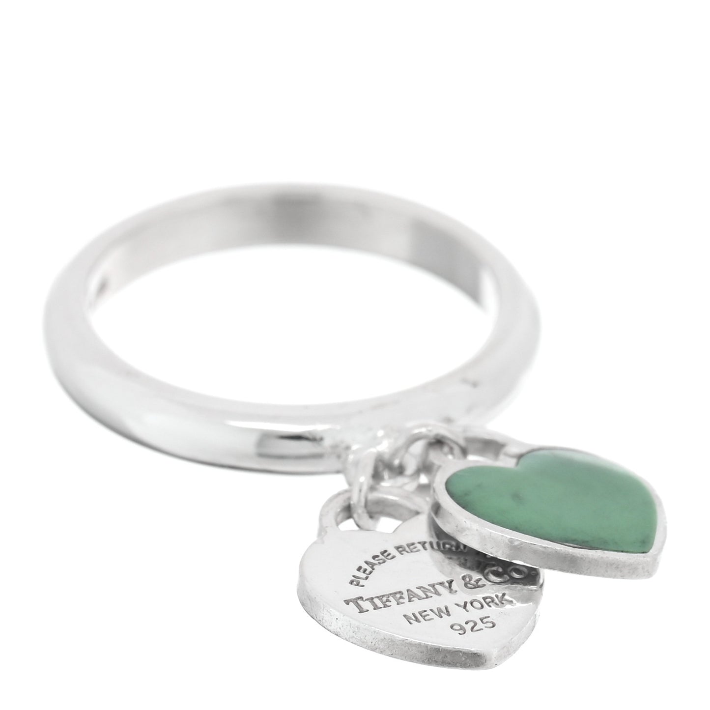 Sterling Silver Enamel Return to Tiffany Double Heart Ring 52 6 Blue