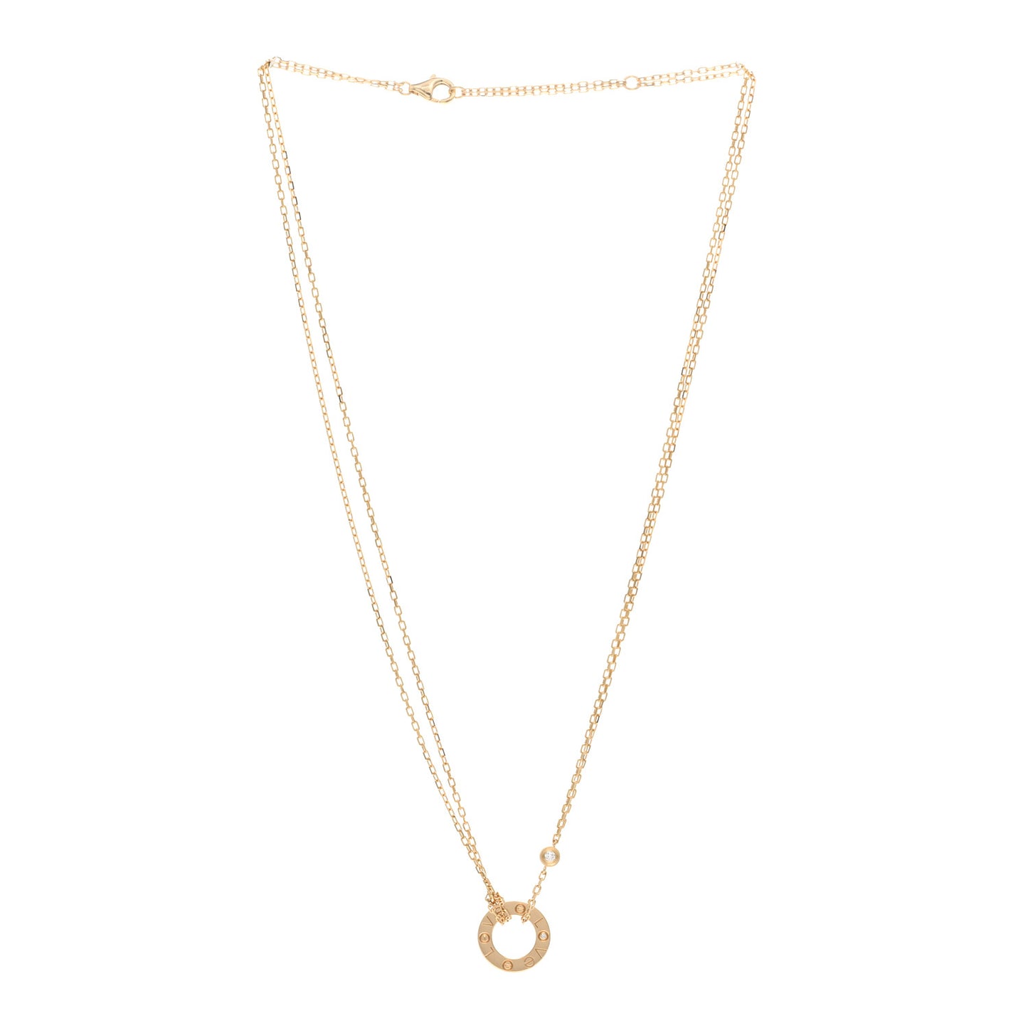 18K Yellow Gold 2 Diamond LOVE Necklace