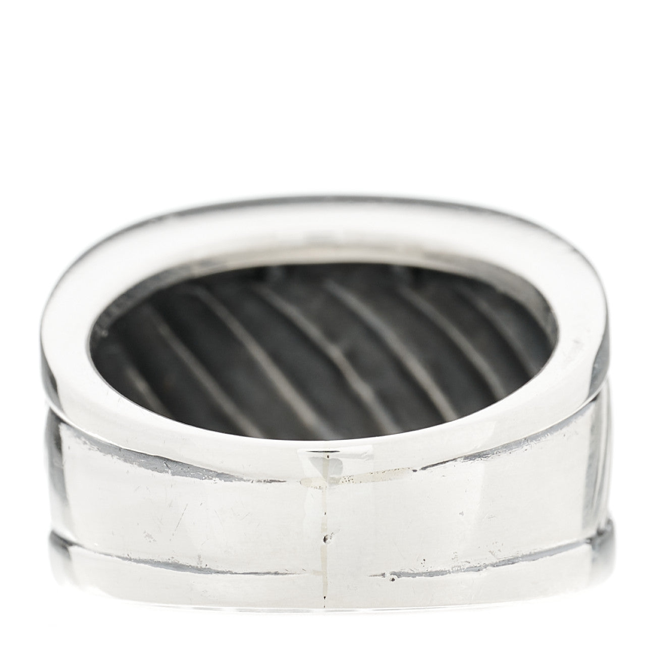 Sterling Silver Diamond Cable Cigar Band Ring 54 7