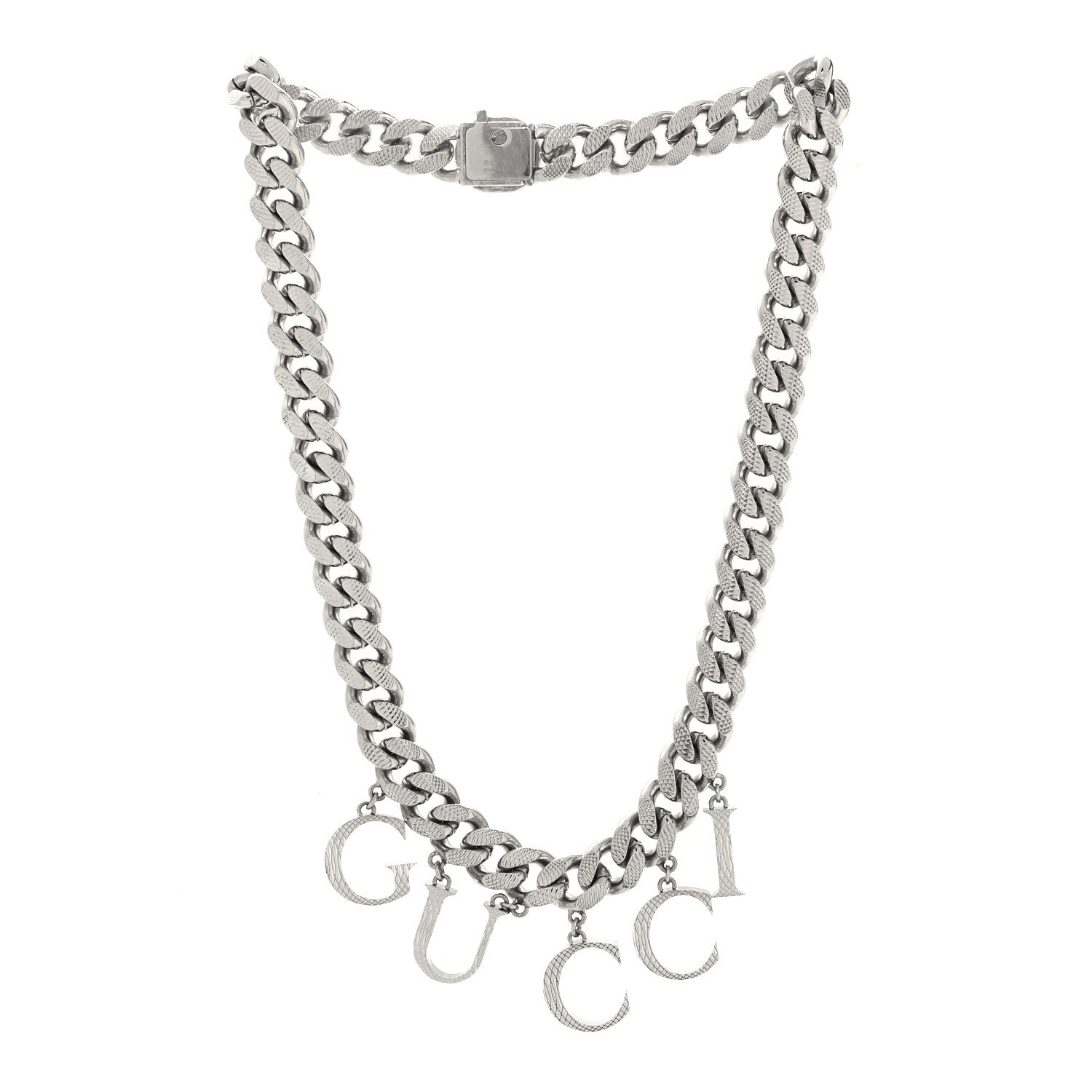 Gucci Palladium Script Logo Interlocking Chain Necklace 3 of 4