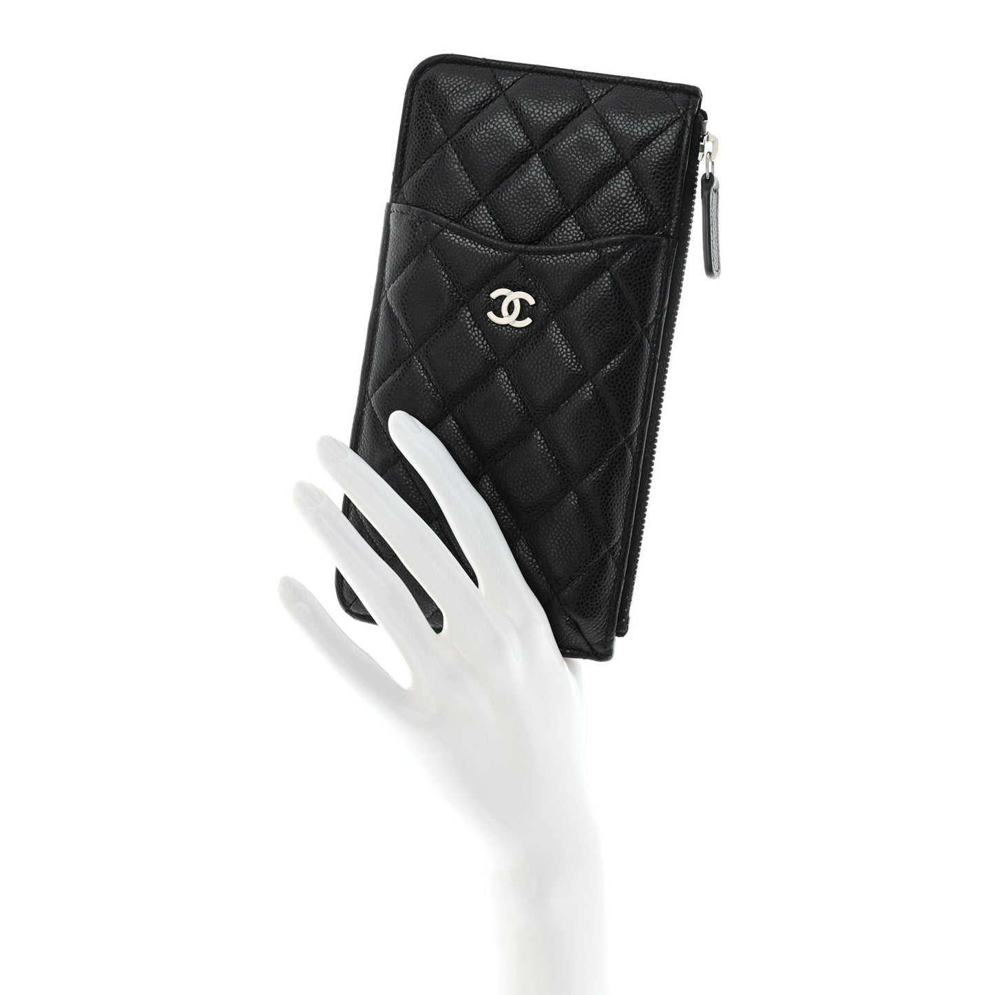 Caviar Quilted Classic Flat Wallet Pouch Black