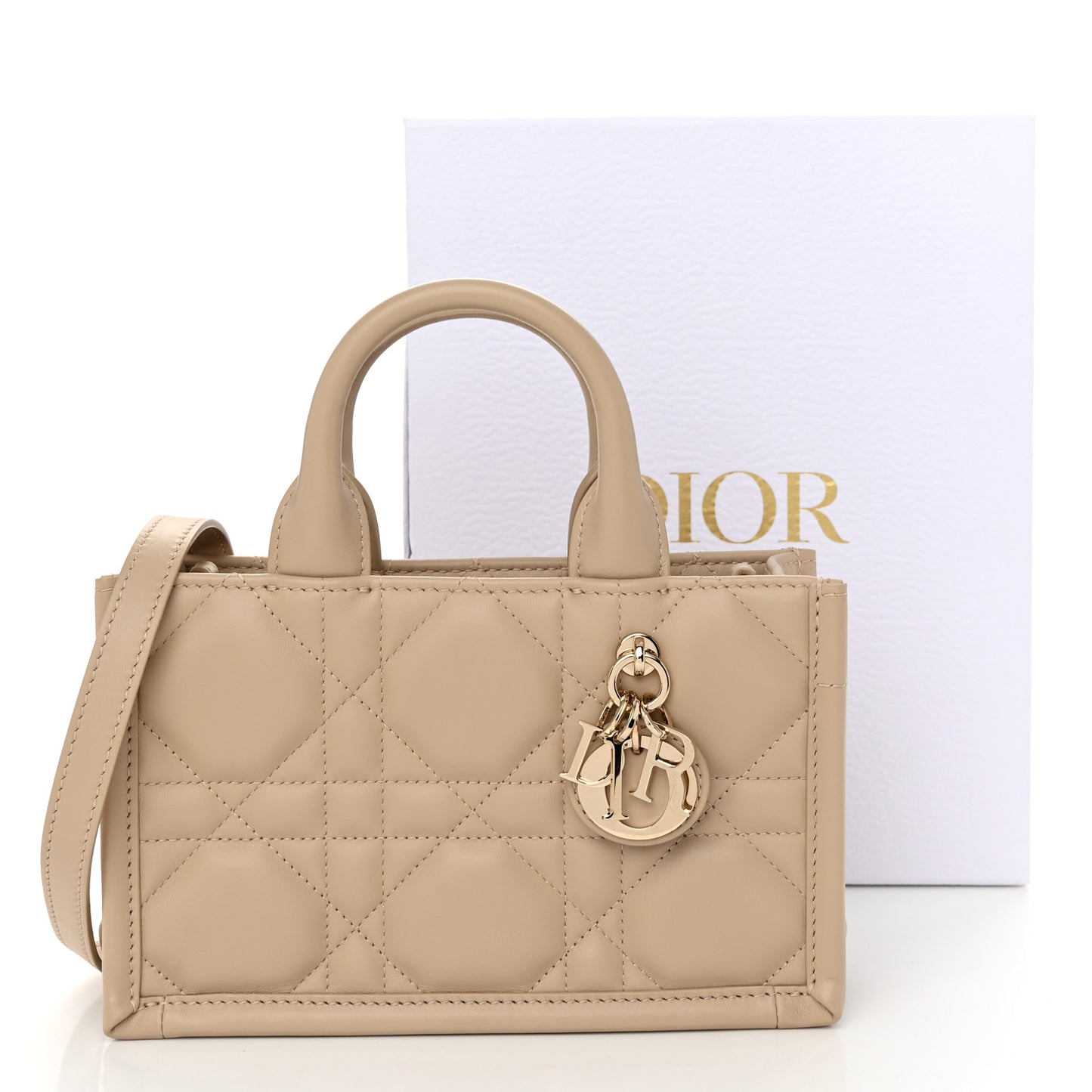 Calfskin Macrocannage Mini Book Tote Trench Beige