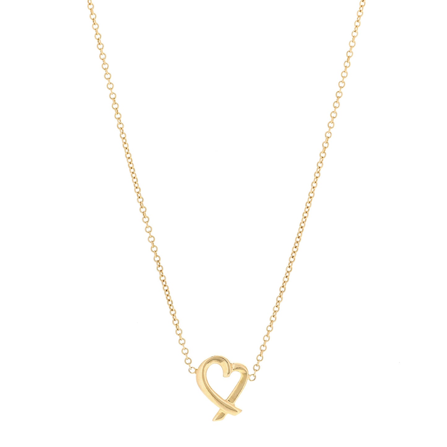 18K Yellow Gold Mini Paloma Picasso Loving Heart Pendant Necklace