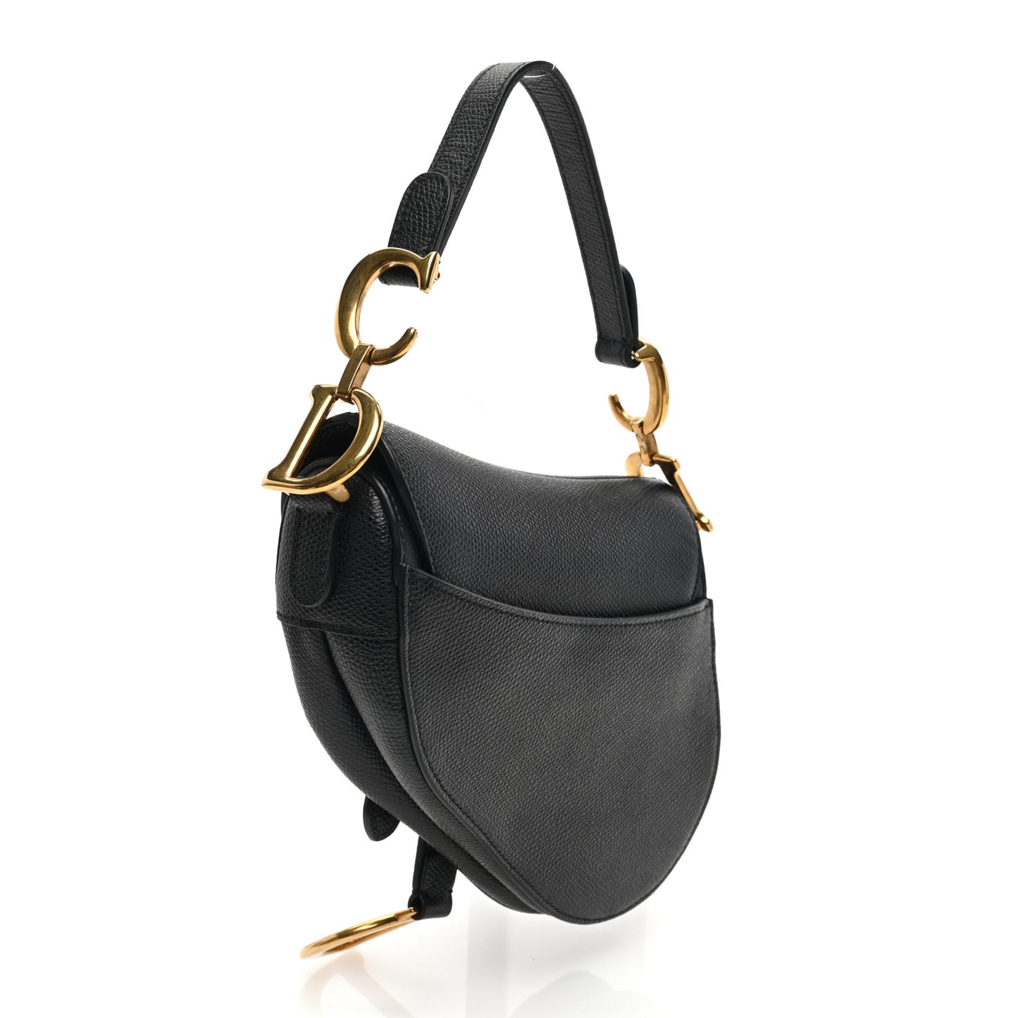 Grained Calfskin Mini Saddle Bag Black