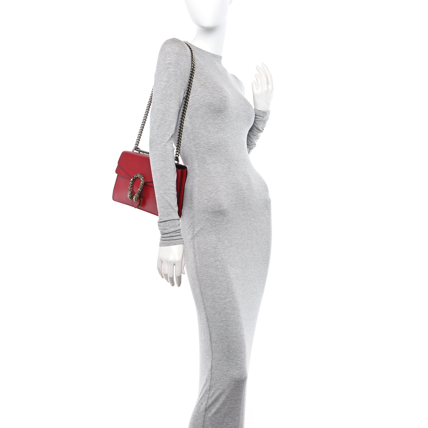 Dollar Calfskin Swarovski Crystal Small Dionysus Shoulder Bag Hibiscus Red
