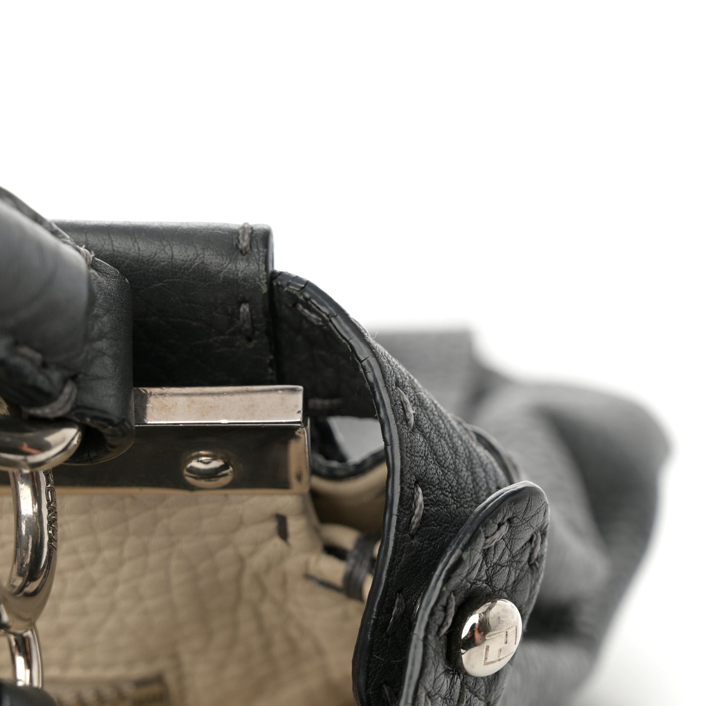 Cuoio Romano Selleria Bi-Color Medium Peekaboo Iconic Satchel Asfalto Latte