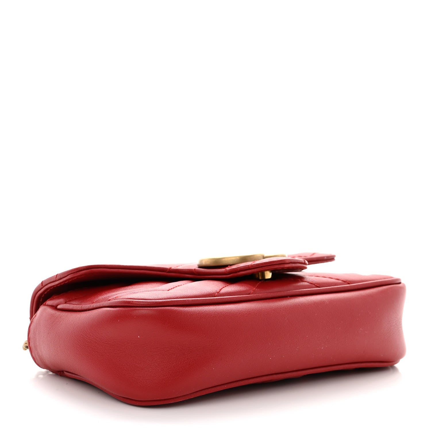 Gucci Calfskin Matelasse Super Mini GG Marmont Shoulder Bag Hibiscus Red 4 of 12