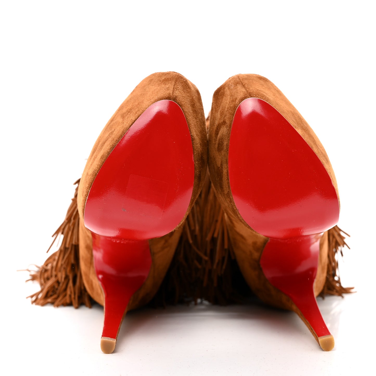 Suede Highness Tina Fringe Platform Peep Toe Boots 37.5 Brown