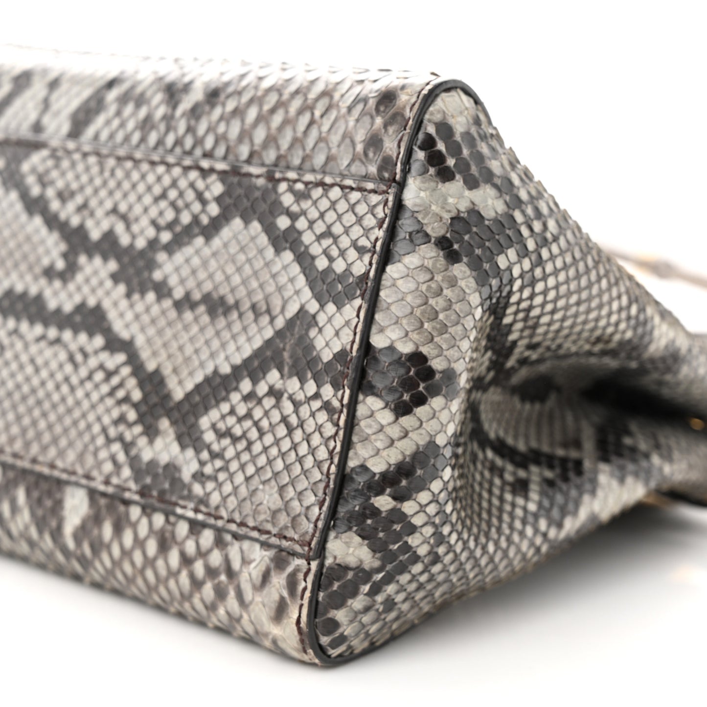 Snakeskin Camoscio Mini Peekaboo Iconic Satchel Asfalto Nocciola