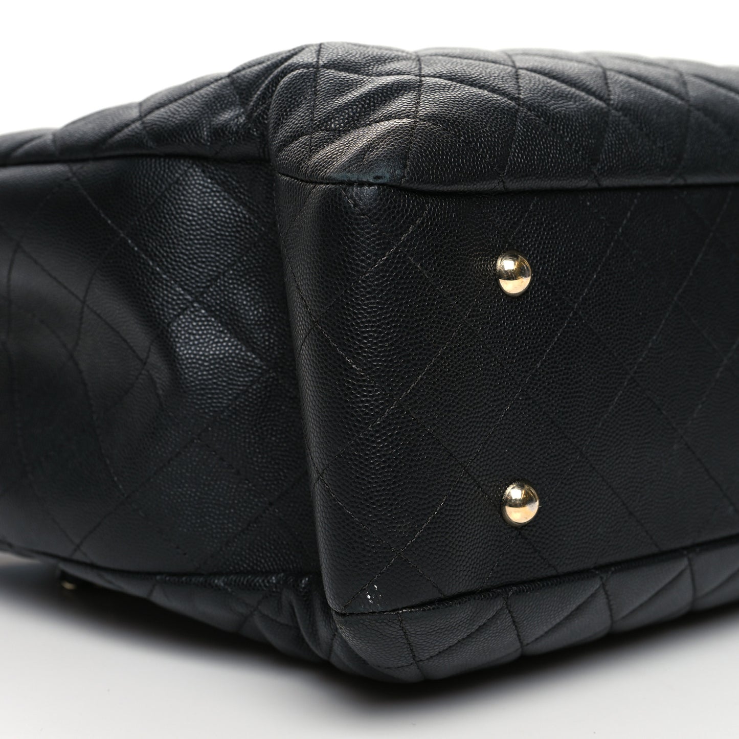 Caviar Quilted Large Shopping Tote Black