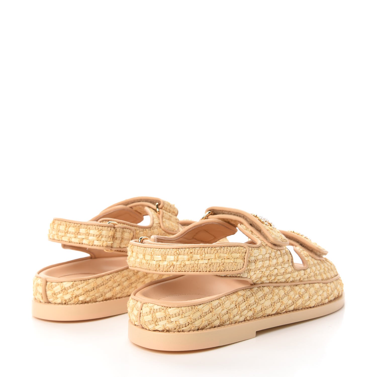 Chanel Braided Fabric Velcro Dad Sandals 36 Beige 4 of 11