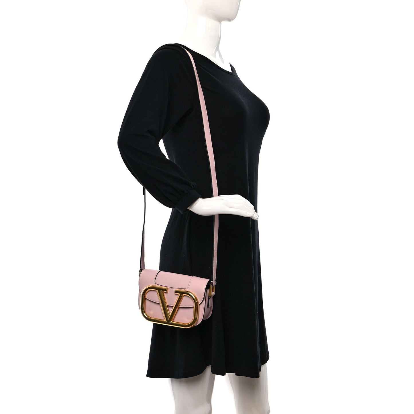 Calfskin Small Supervee Crossbody Bag Rose Quartz