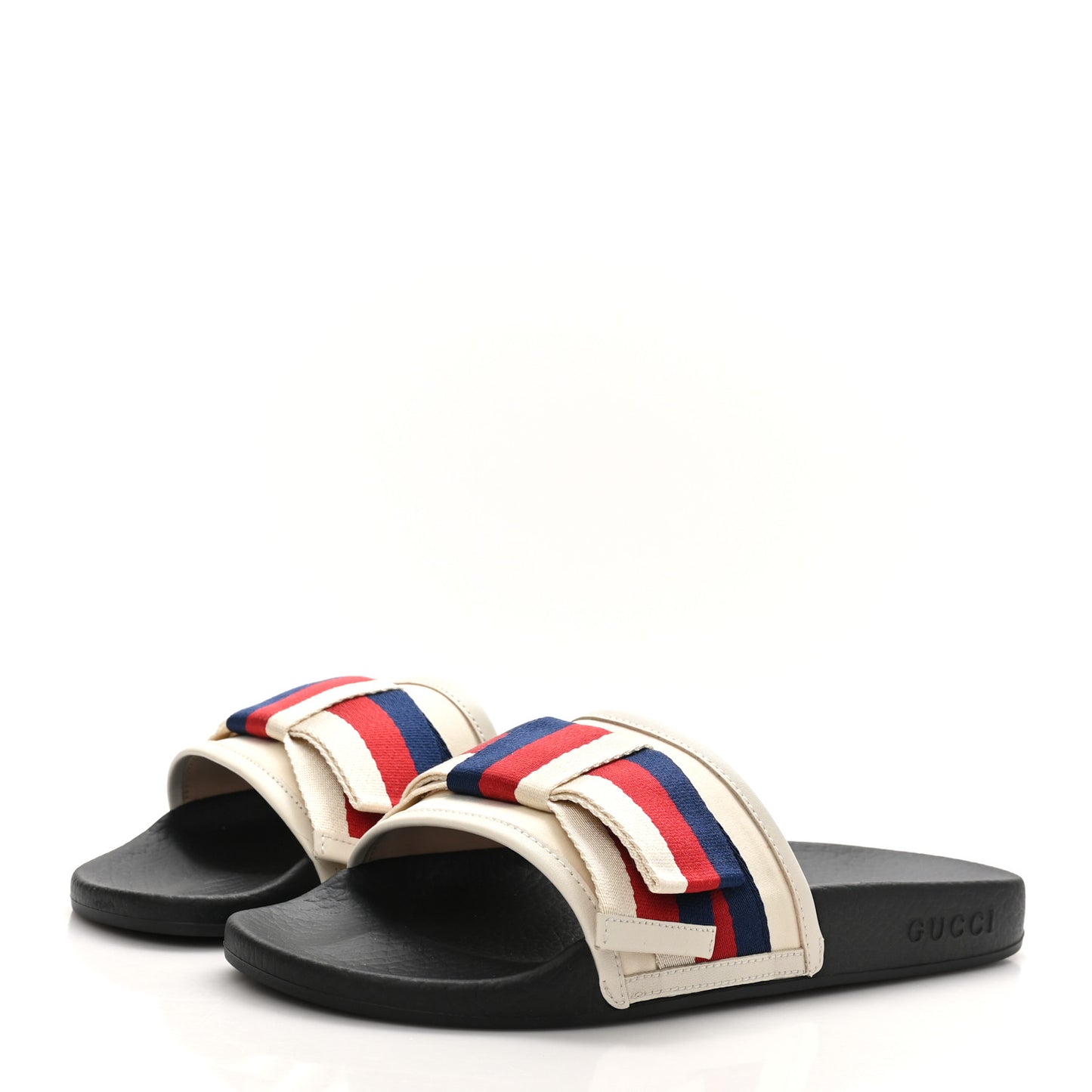 Satin Web Sylvie Bow Slide Sandals 38 White