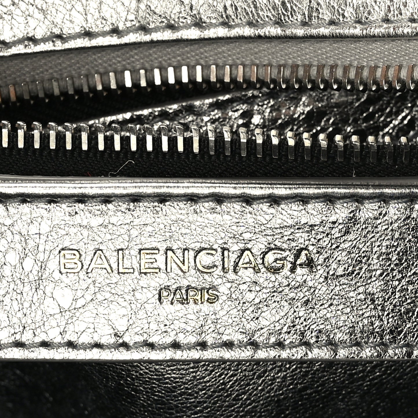 Metallic Calfskin S Bazar Shopper Tote Silver Hardware