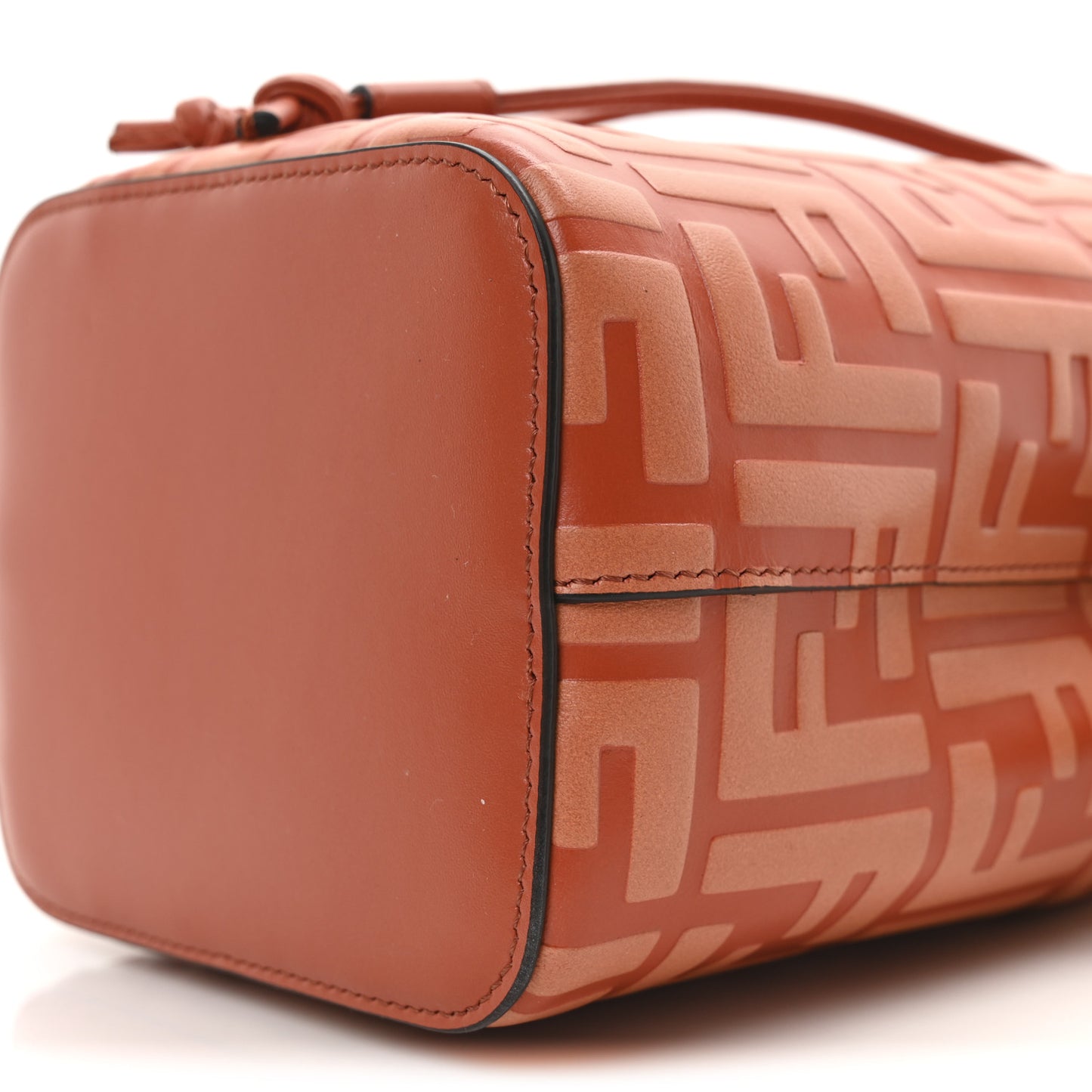 Vitello Termosport F is Fendi FF 1974 Embossed Mini Mon Tresor Bucket Bag Brick
