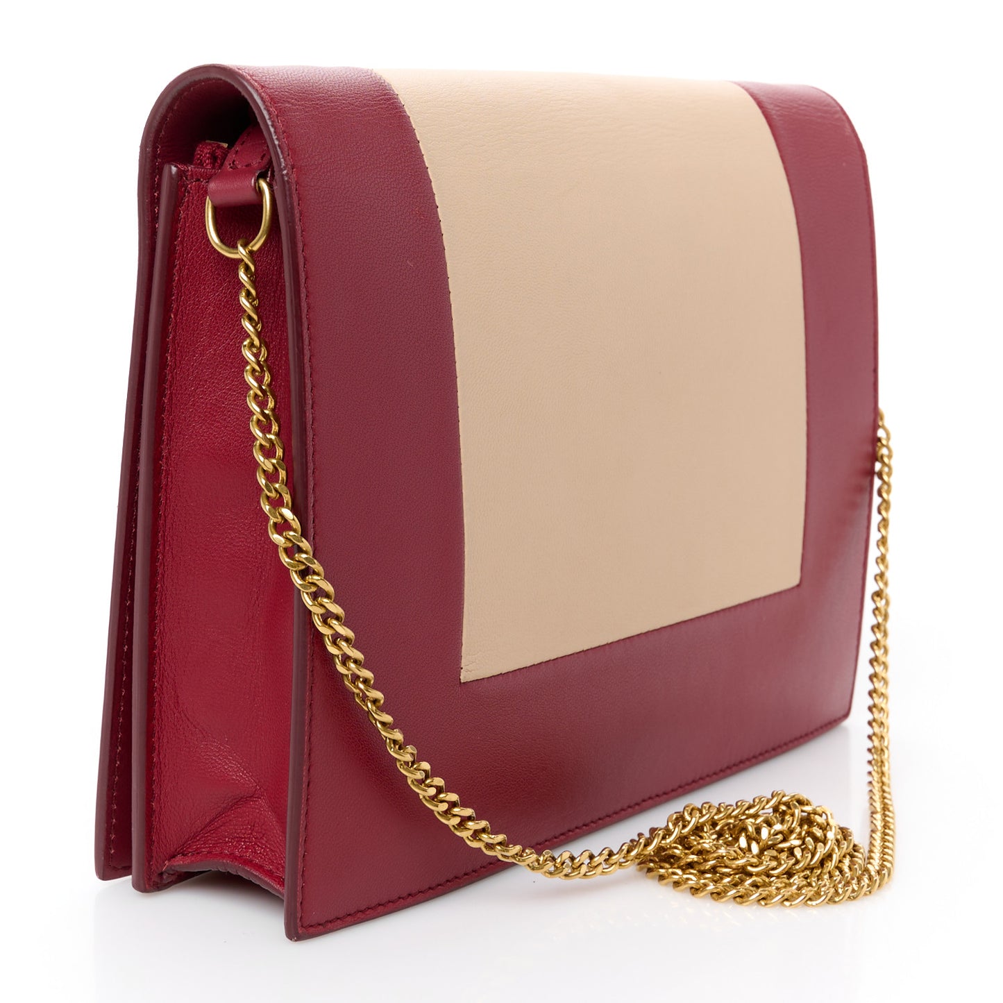 Smooth Lambskin Frame Evening Chain Clutch Ruby Nude