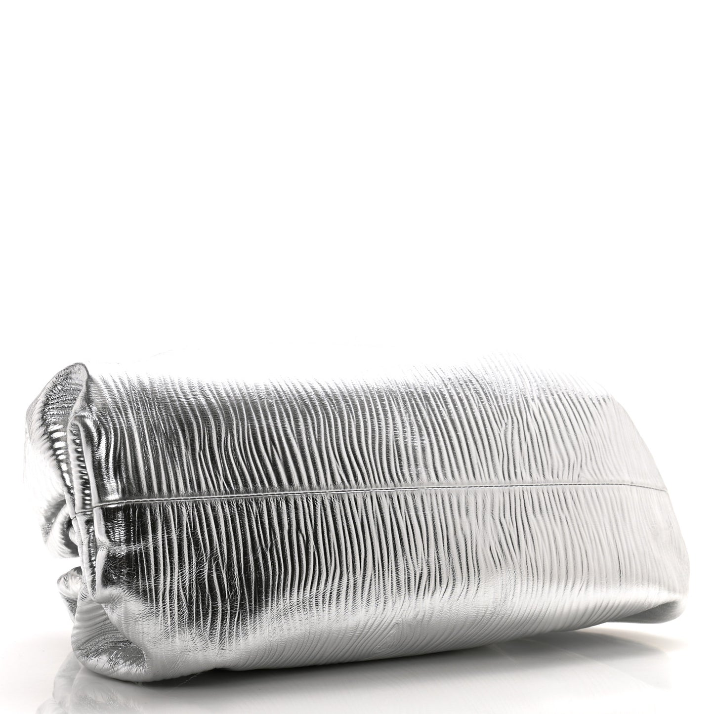 Metallic Bark Calfskin Embossed The Pouch Oversized Clutch Silver