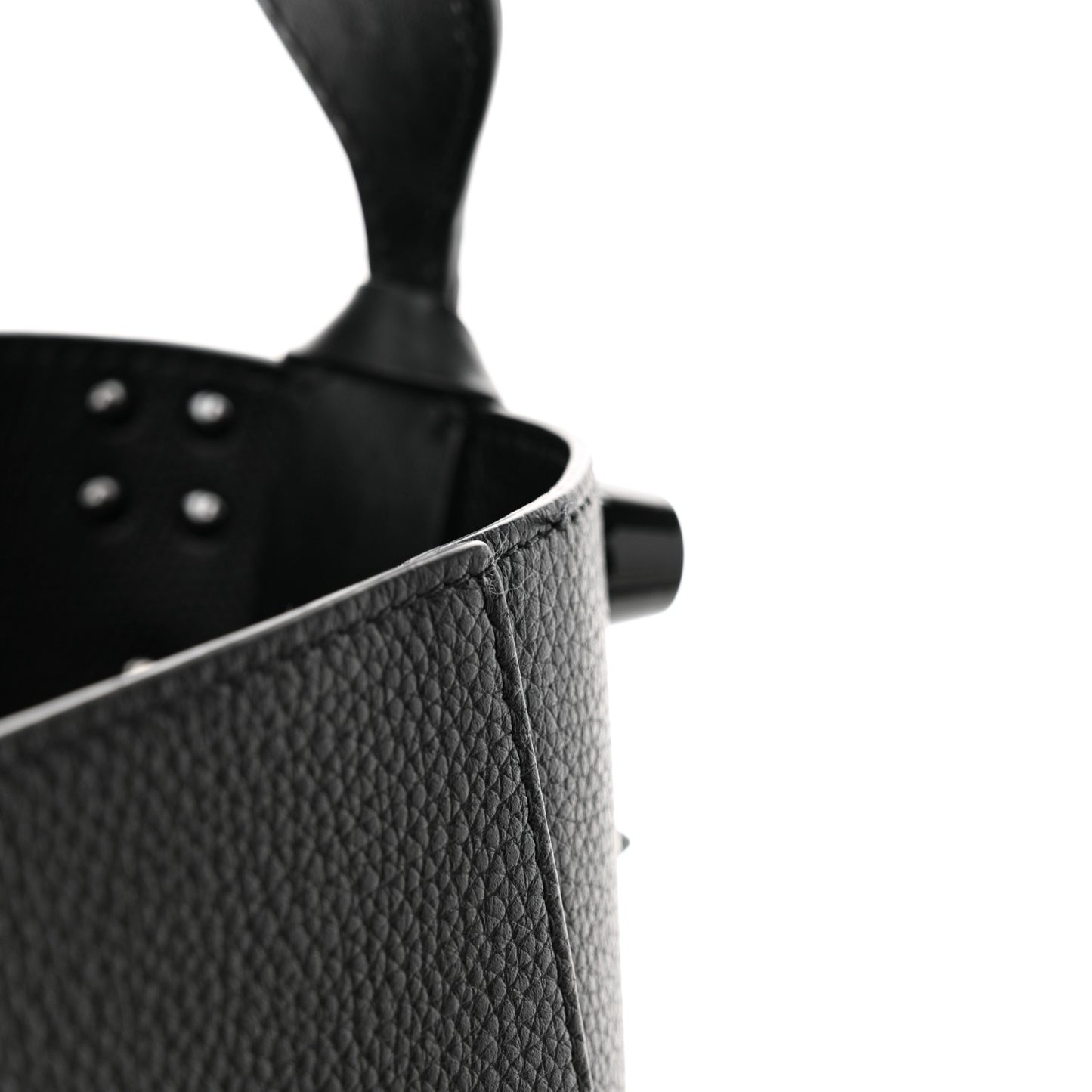 Calfskin Empire Spike Studded Mini Cabachic Bucket Bag Black