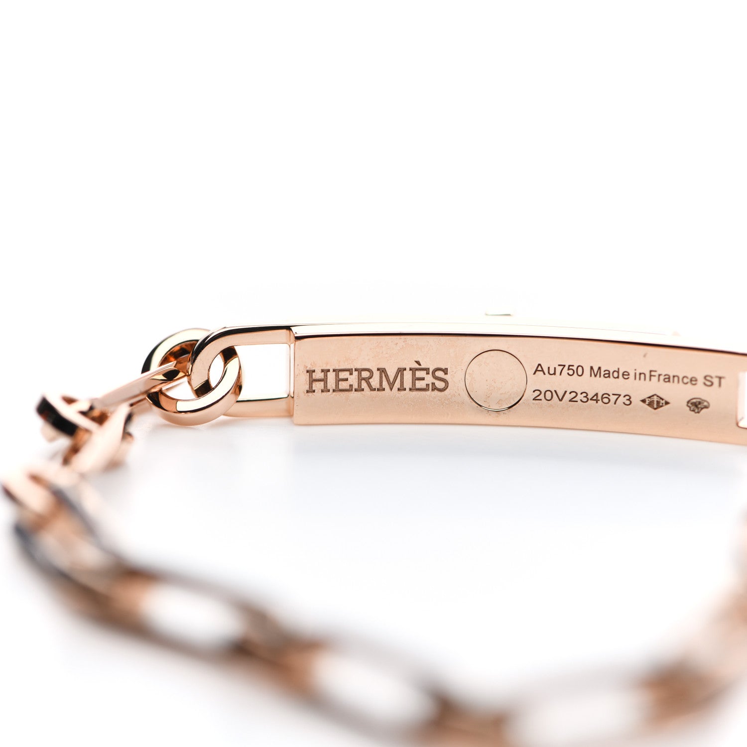 Hermes 18K Rose Gold Diamond Pave PM Kelly Chaine Bracelet ST 4 of 7