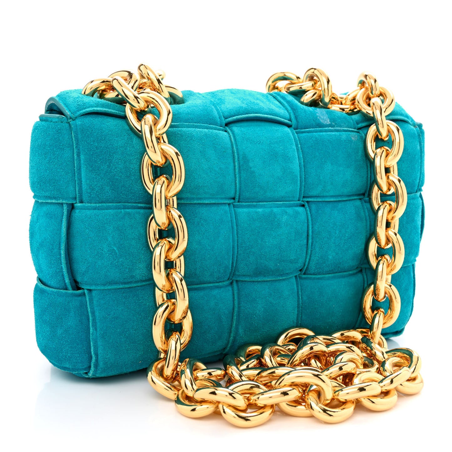 Suede Maxi Intrecciato Padded Chain Cassette Crossbody Bag Blaster