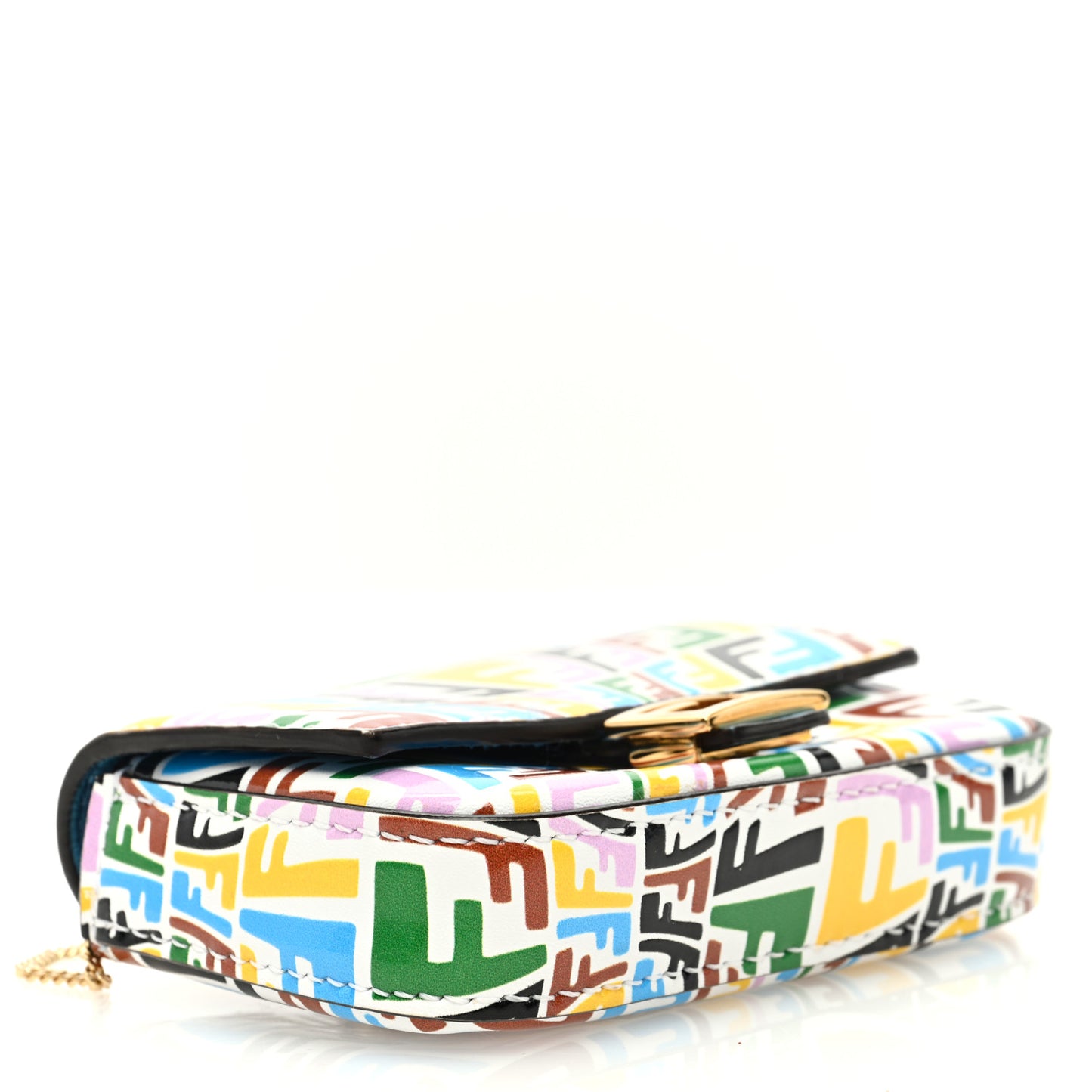 X SARAH COLEMAN Vitello Liberty Ceylon Micro FF Fish Eye Embossed Nano Baguette Charm Multicolor Cyber Blue